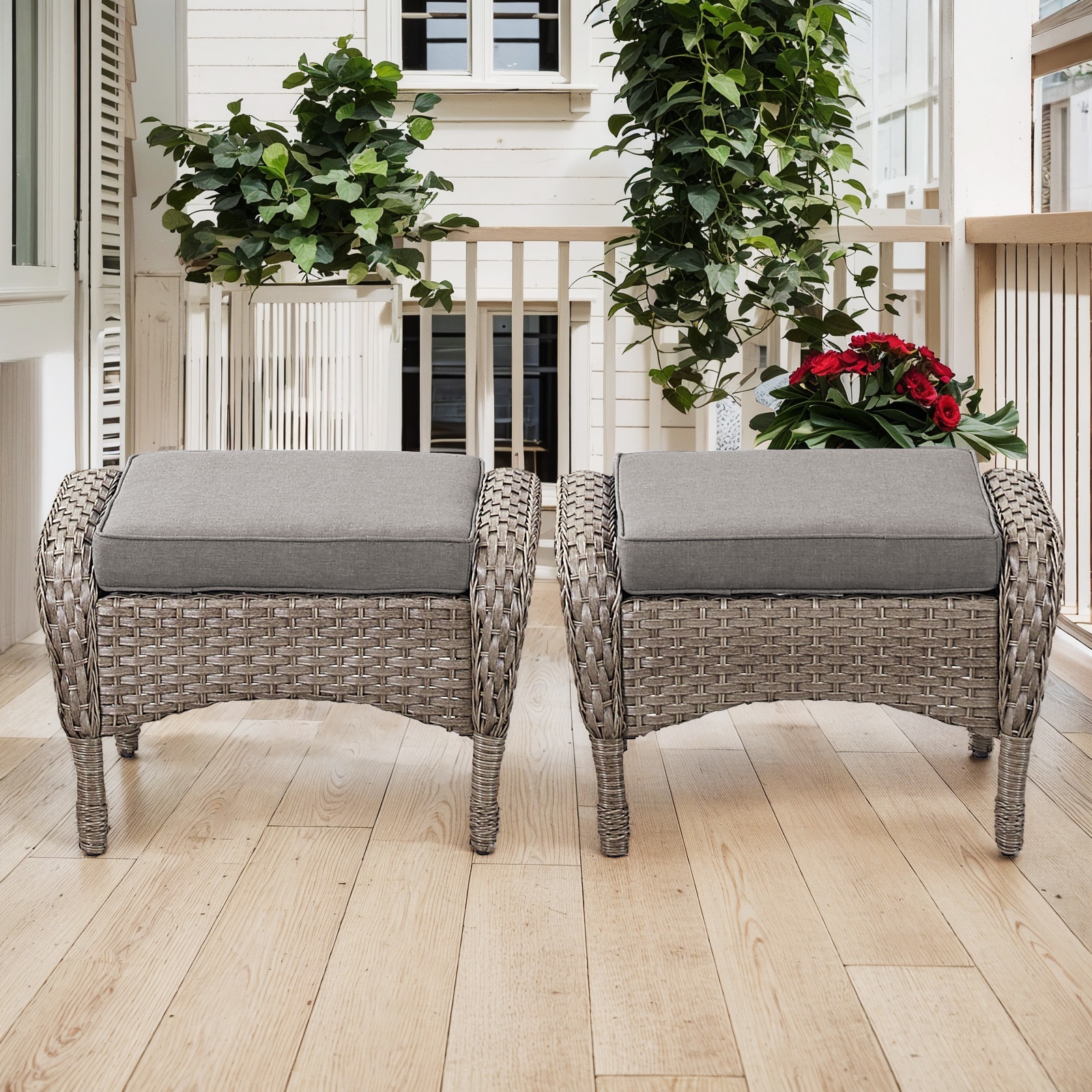  PAKWGY40-3S PAOTTOMAN-T 2 -Pack Gray Steel Ottoman