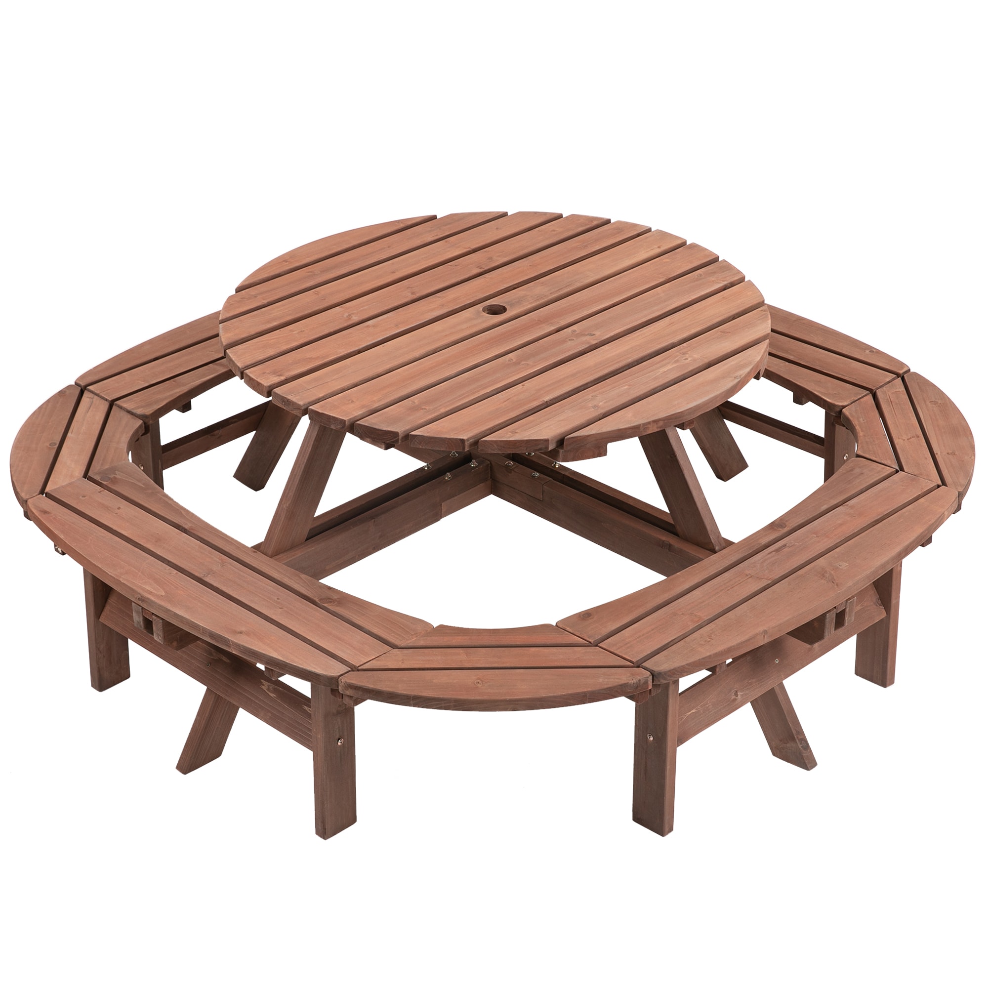 WELLFOR PECG-012 43.3-in Brown Douglas fir Round Picnic Table