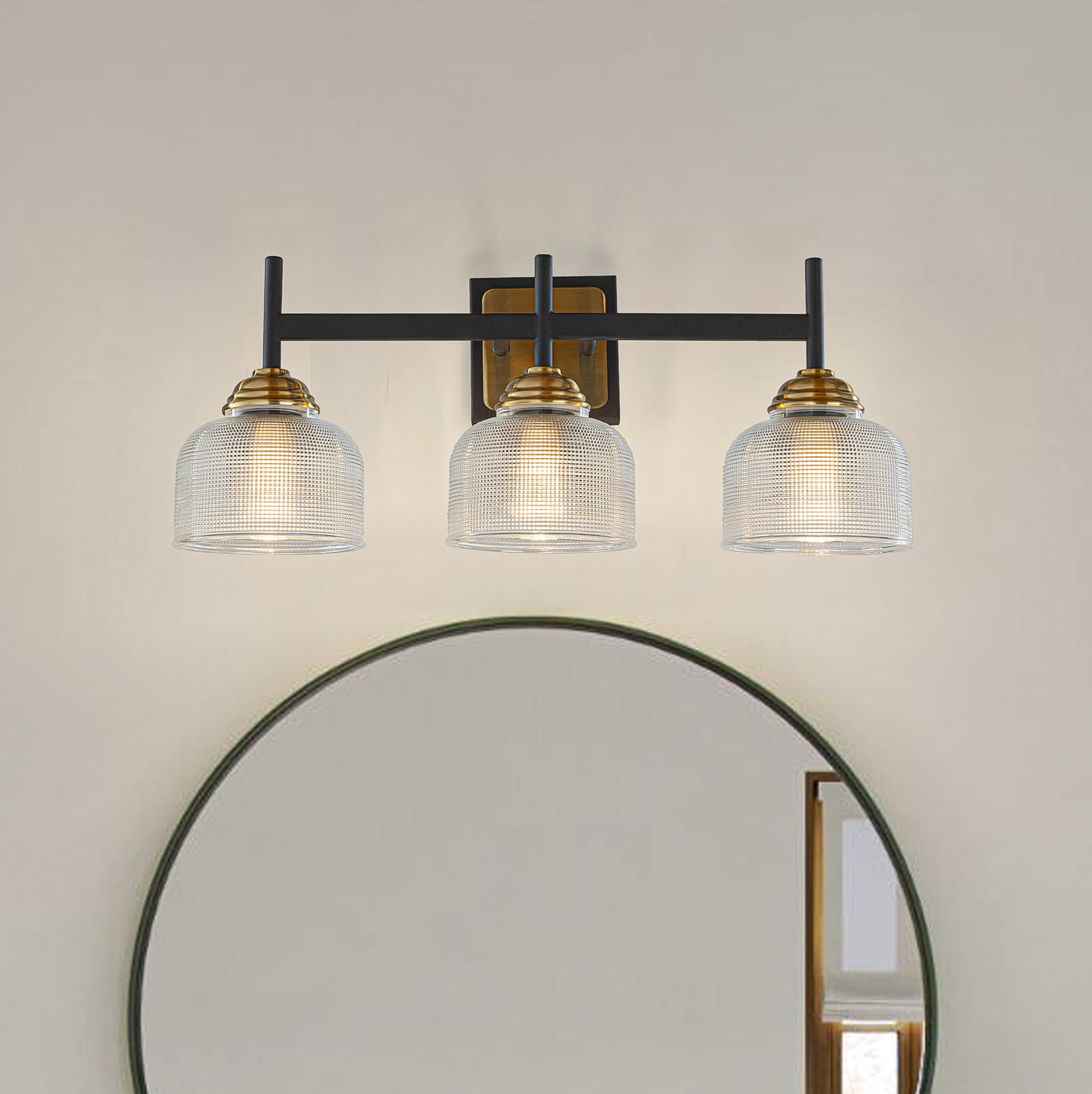 AloaDecor Lighting L7454W5505A 22-in 3 -Light Matte Black Farmhouse Vanity light