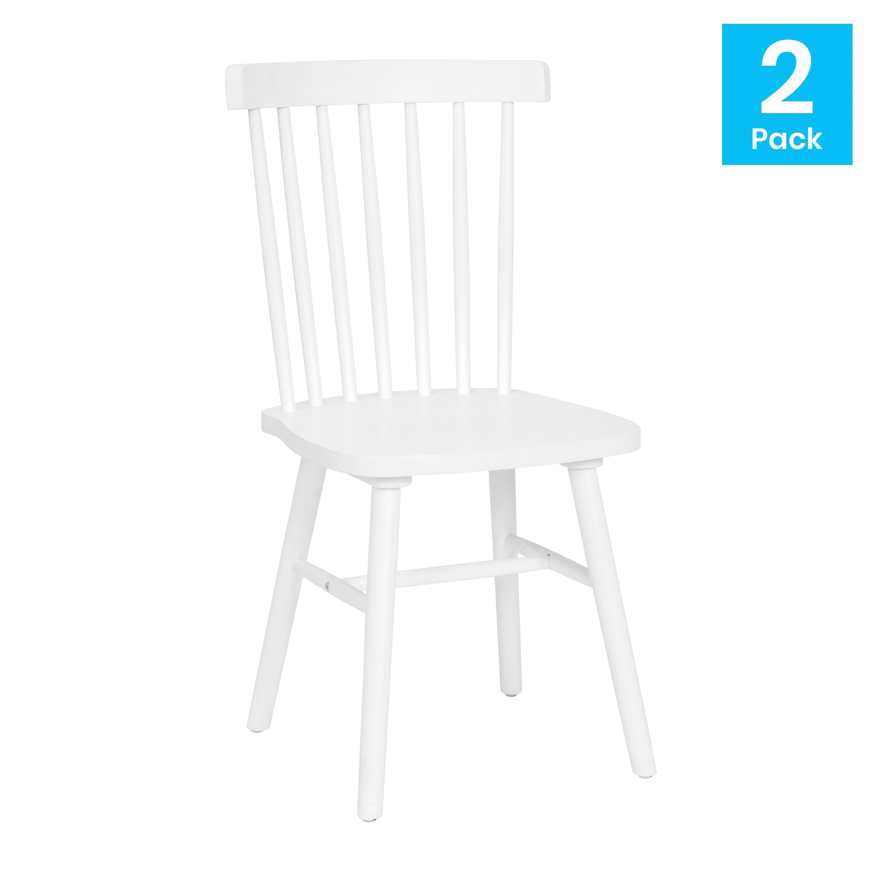 Elegant Windsor White Slat Wood Side Chair