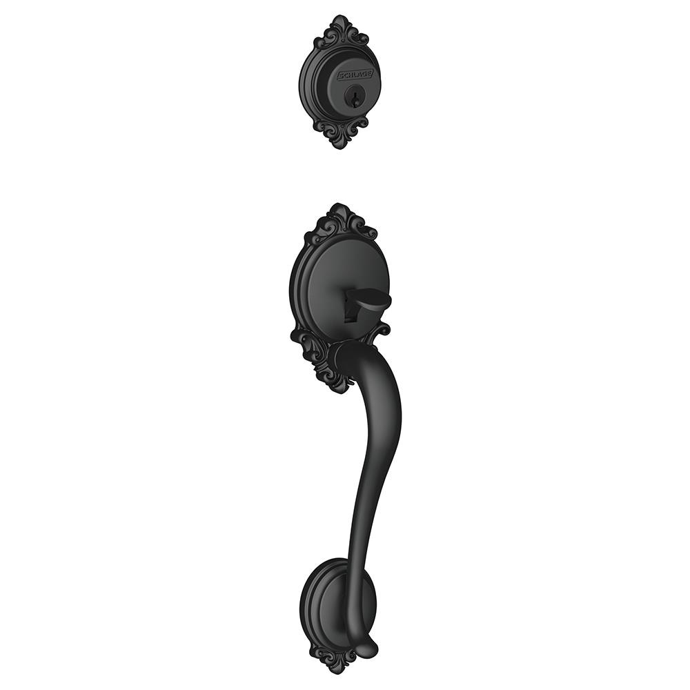 Schlage F58BRK622 F Series Matte Black Single-Cylinder Deadbolt Entry door exterior handle with