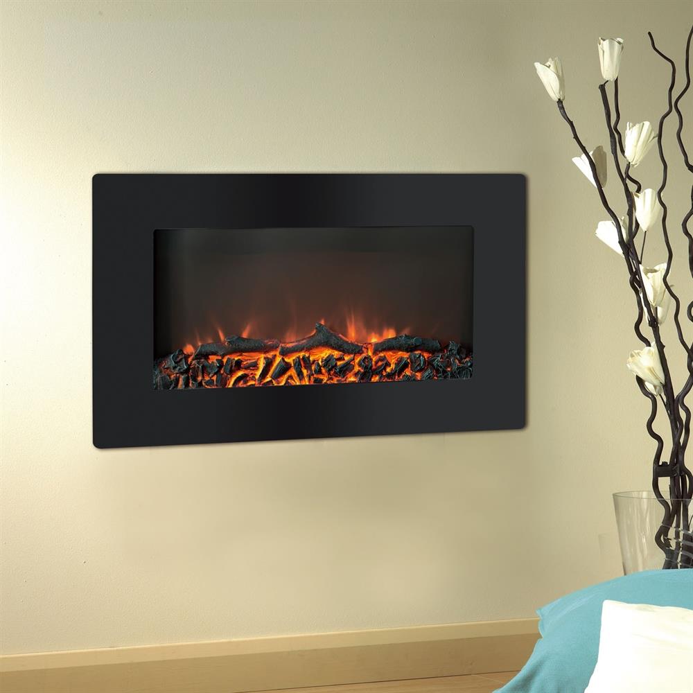 Cambridge 30.6-in W Black Fan-Forced Electric Fireplace in the Electric ...