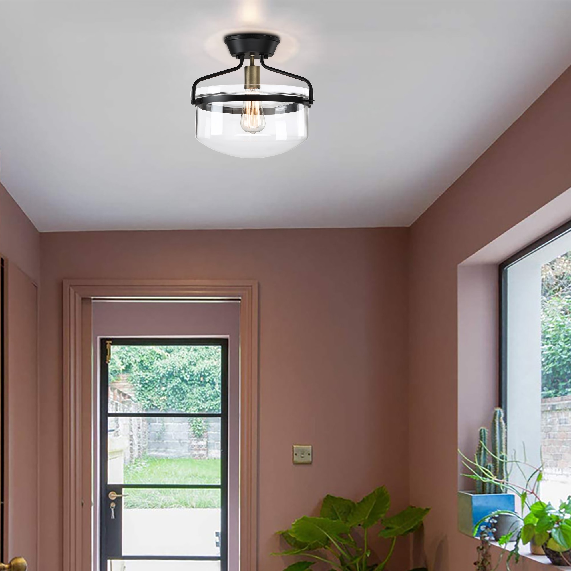 Hukoro 1-Light Matte Black Semi-Flush mount light in the Flush Mount ...