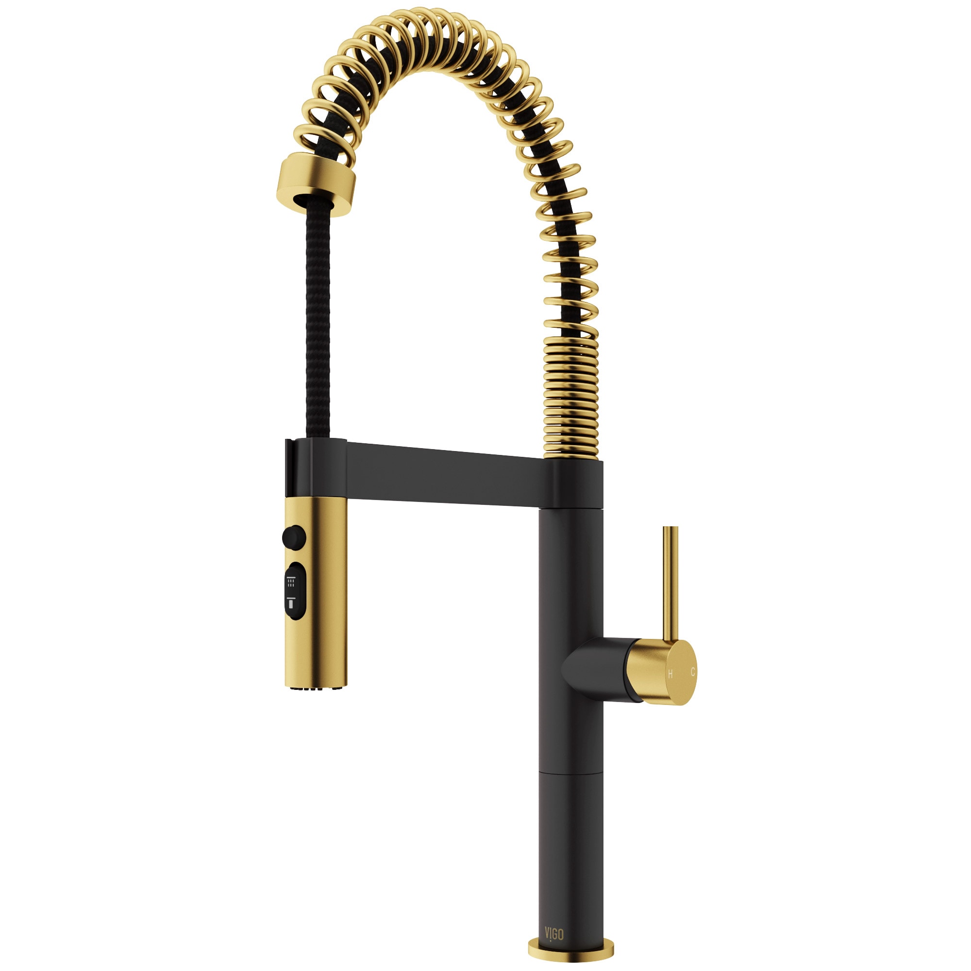 VIGO VG02052MGMB Edison Pro Gold And Black Single Handle Deck-mount Pull-down Kitchen Faucet with Sprayer