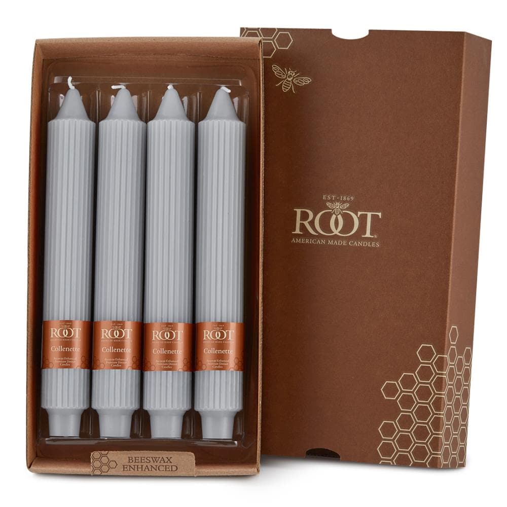 Root Candles 19PLT 4-Pack Gray Taper Candle