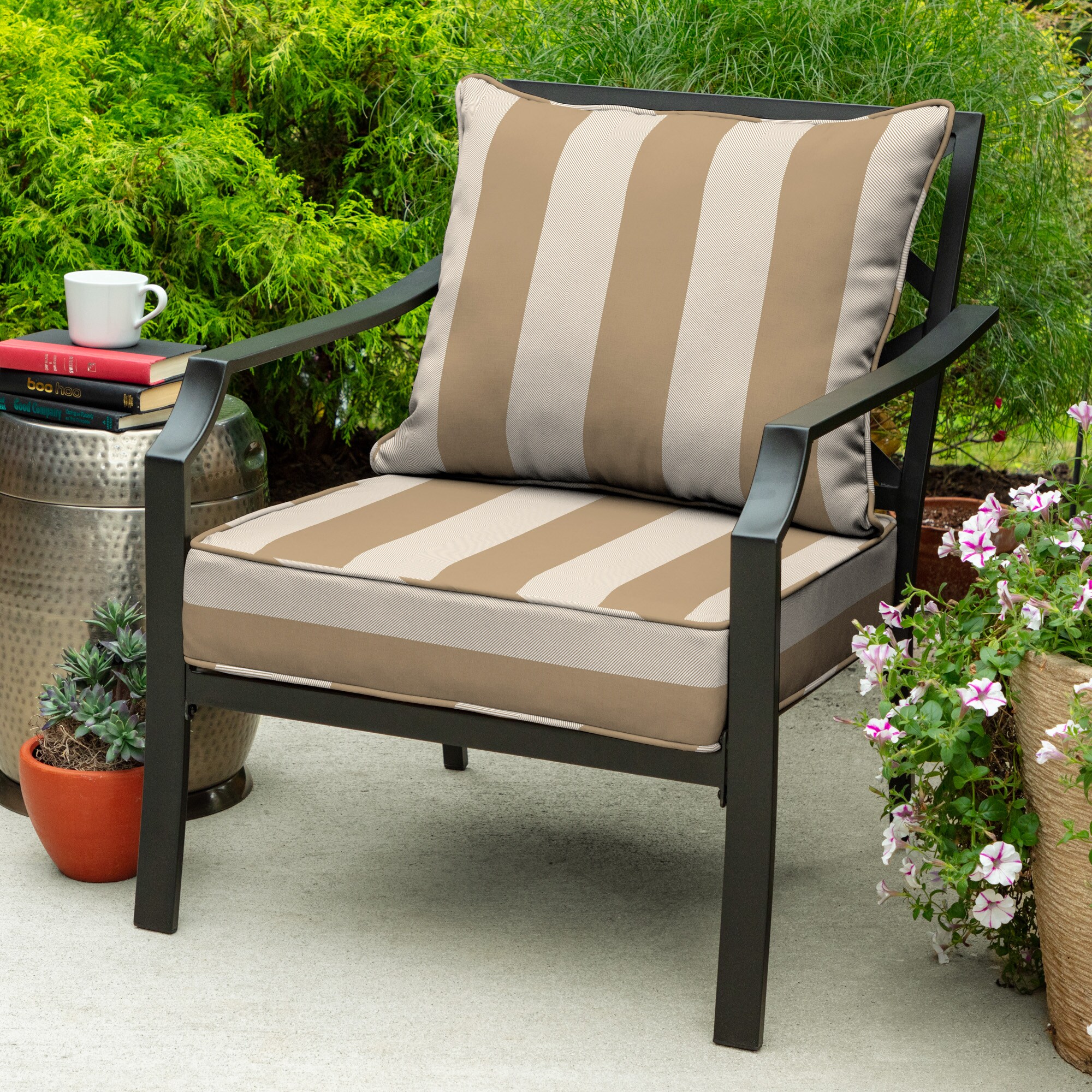 allen + roth 25-in x 25-in 2-Piece Madera Linen Wheat Deep Seat Patio Chair  Cushion at