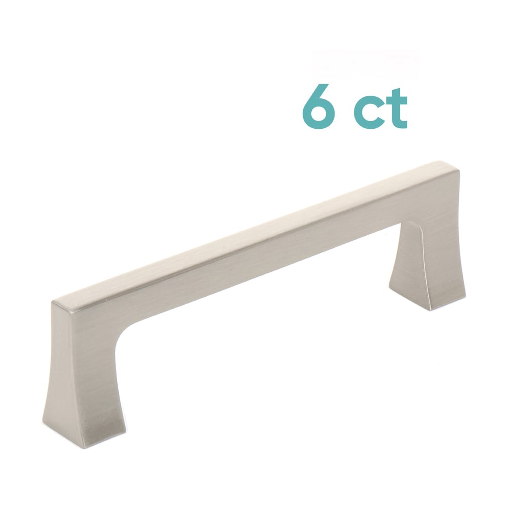 Origin 21 CAB-096-620-SN-6P Indio 3-3/4-in , 96mm Center to Center Satin Nickel Rectangular Bar 6 -Pack