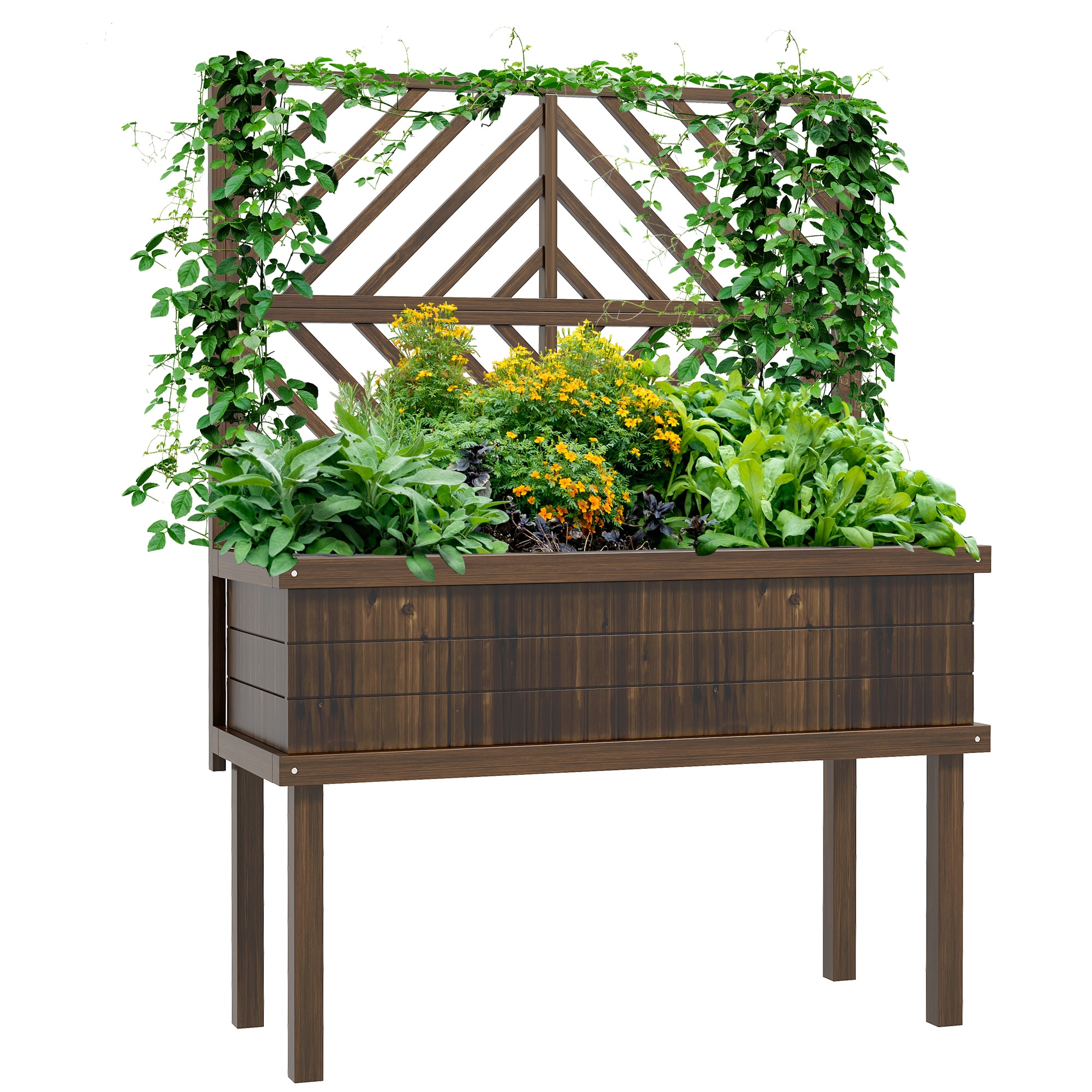 Damerin W202RA 17.75-in W x 41.25-in L x 55-in H Brown Wood Raised Planter Box