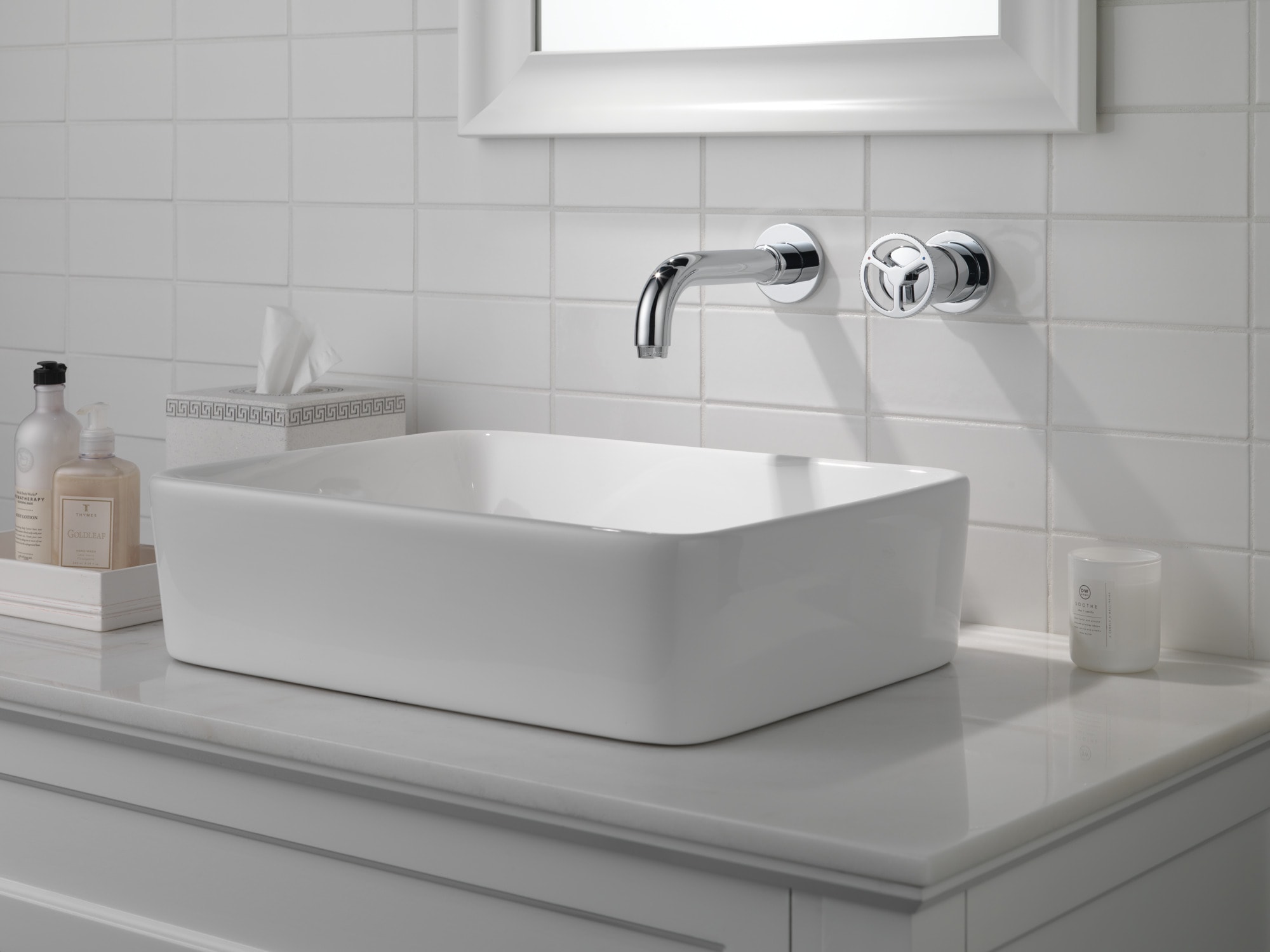 Chrome Wall Mounted Modern Brass Bathroom Faucet