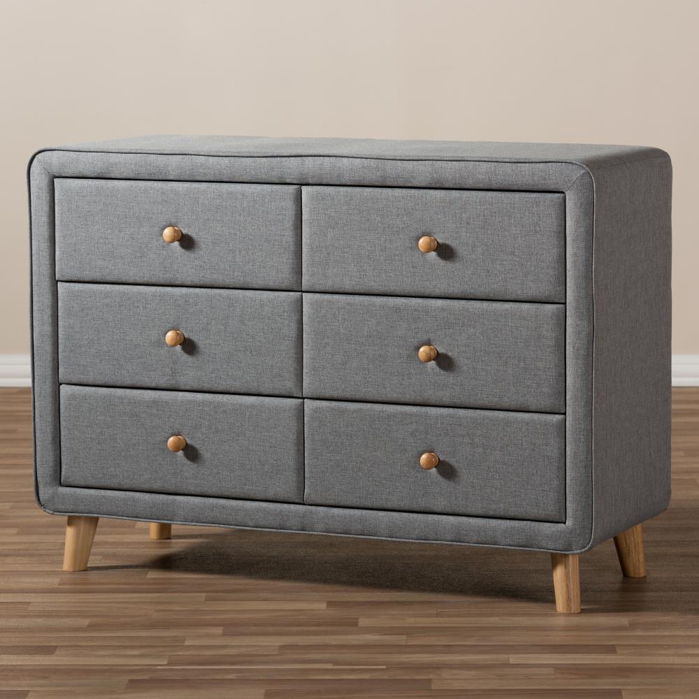 Baxton Studio Jonesy Gray 6 Drawer Standard Dresser at Lowes