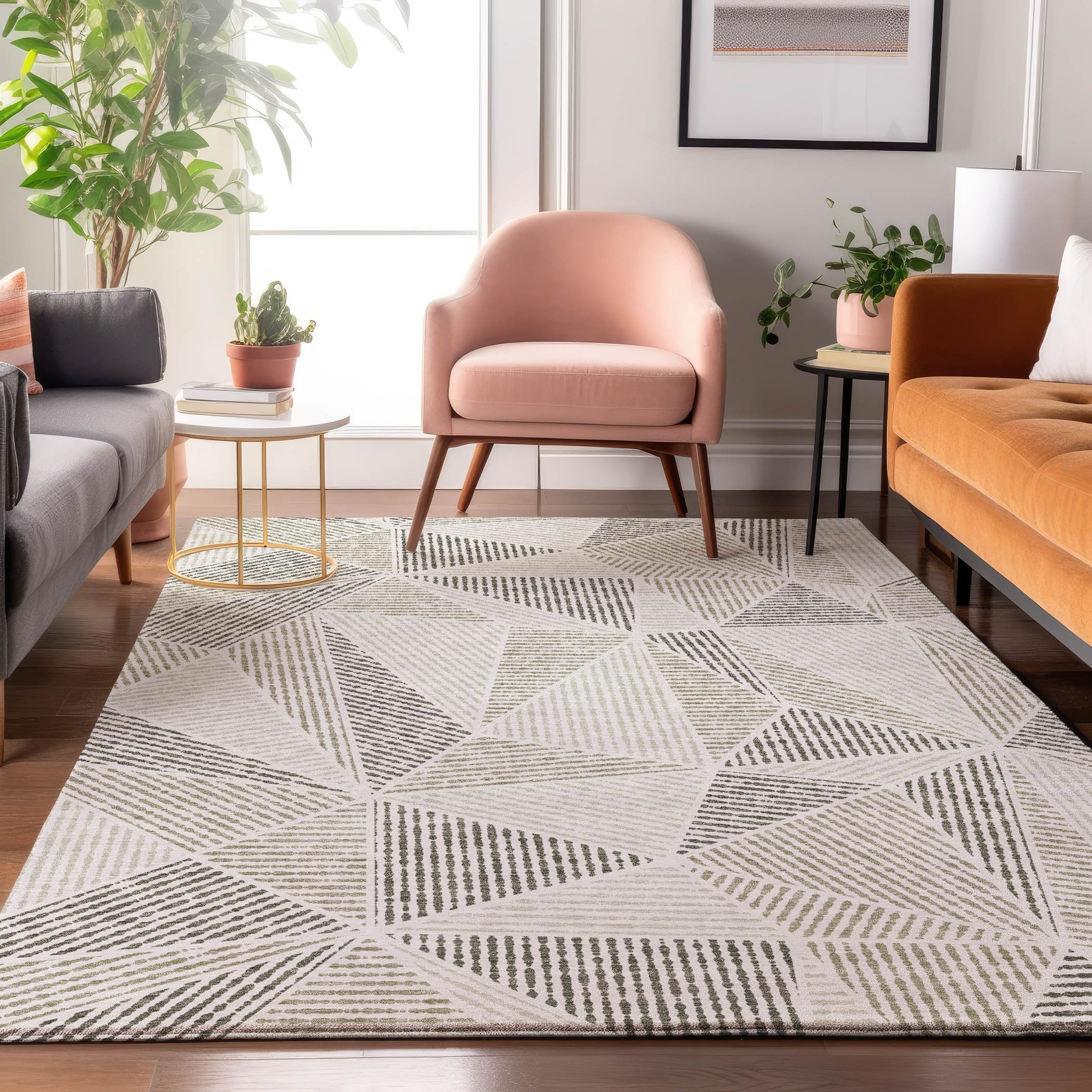 Addison Rugs AMF618TP3X5 Mayfield AMF618TP 3 x 5 (ft) Loomed Polyester Taupe Rectangular Indoor Geometric Machine washable Area rug