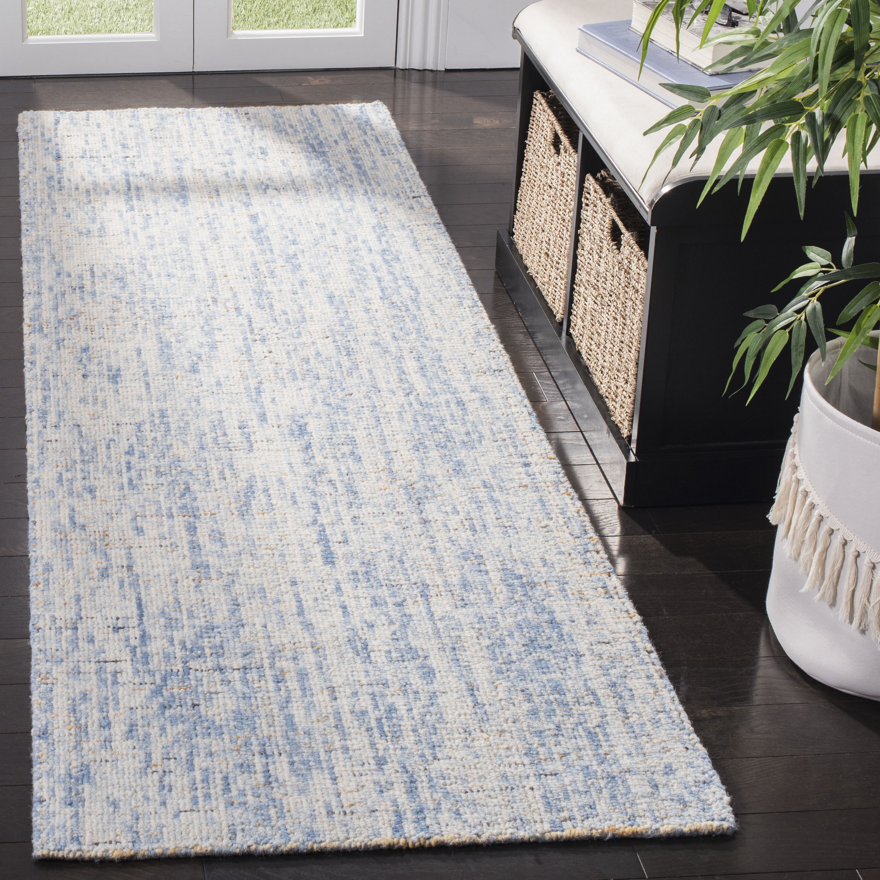 Safavieh ABT468C-28 Abstract Canvas 2 x 8 (ft) Tufted Wool Dark Blue/Rust Rectangular Indoor Abstract Farmhouse/Cottage Runner rug