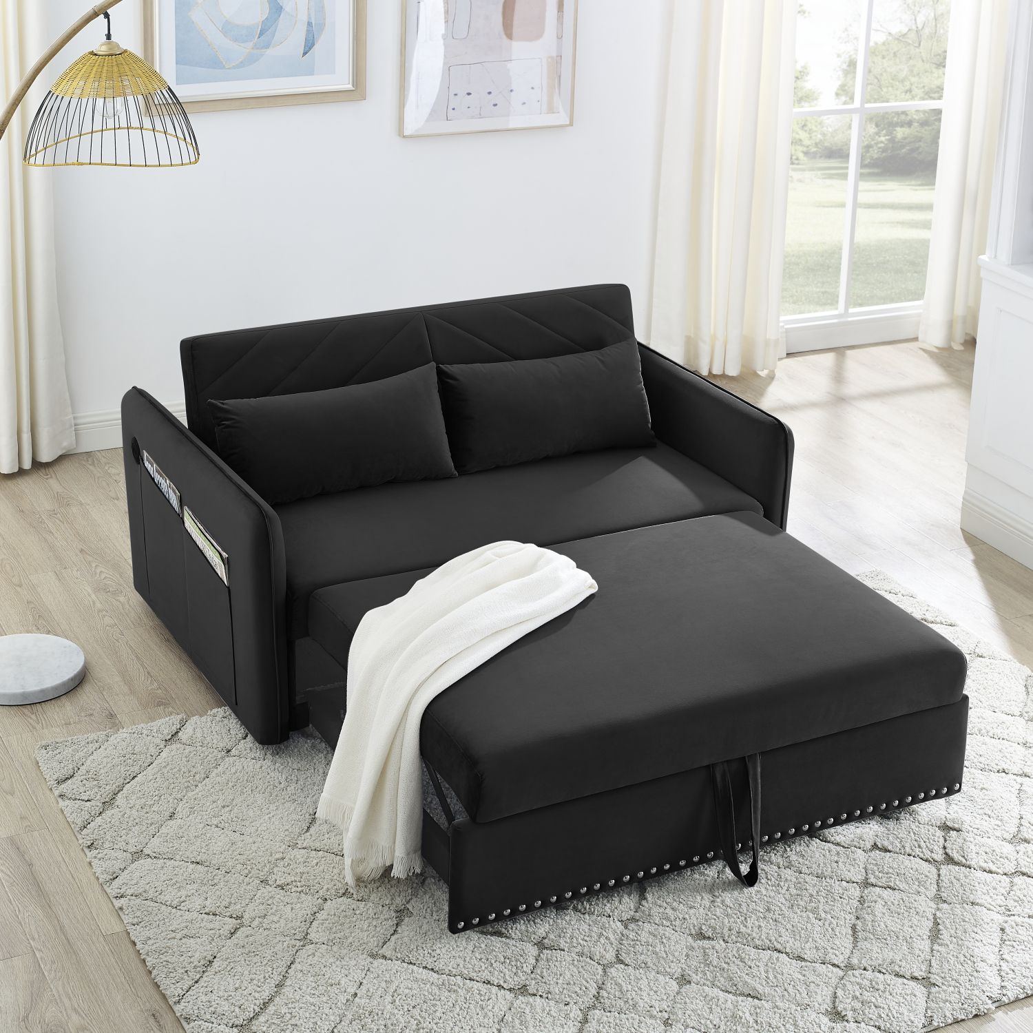 Black velvet on sale small sofa