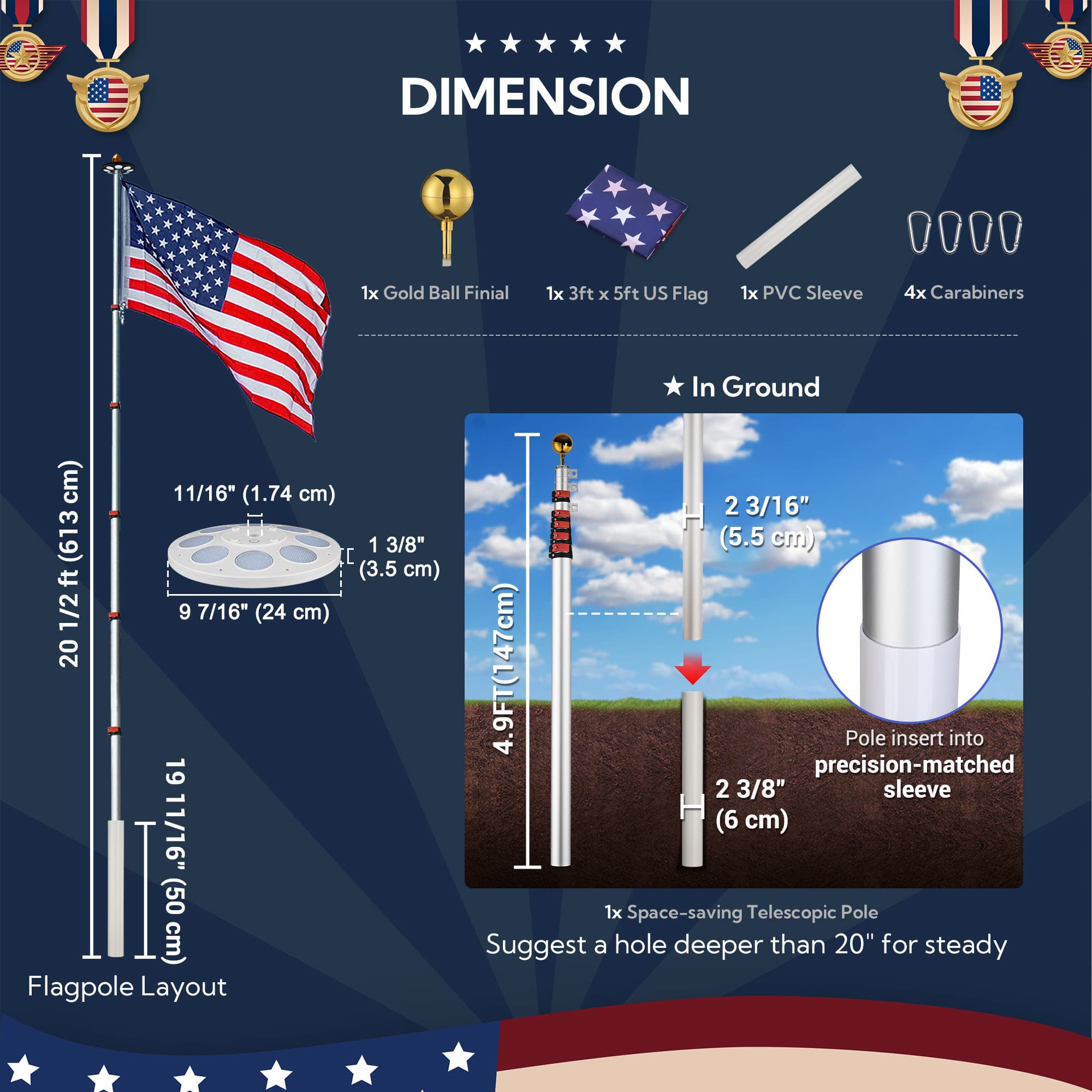 Yescom 22FLPSET007-L1-20-LO Flag-Poles - View #7