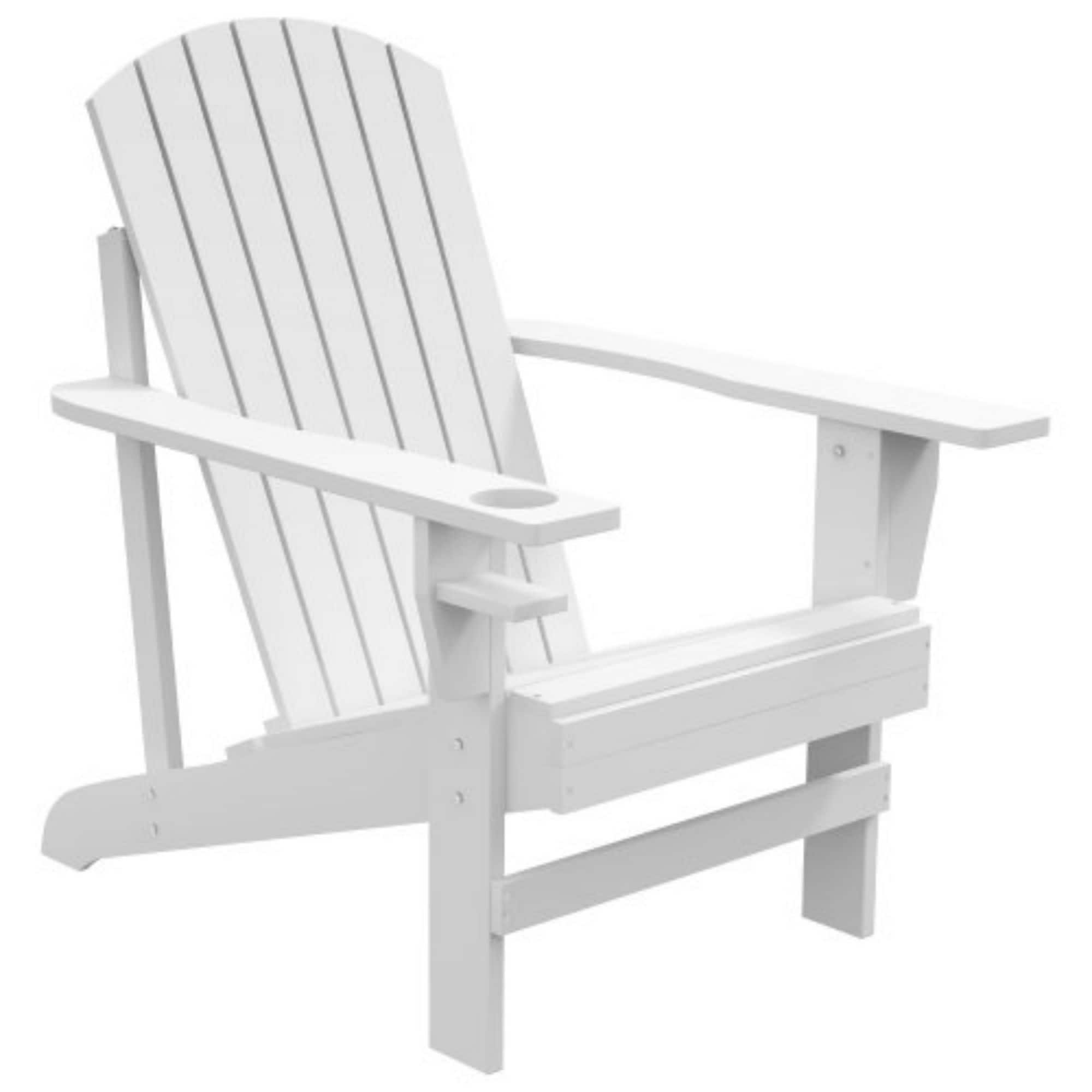 CASAINC CA8102BC Adirondack Chair White Wood Frame Stationary Adirondack Chair with Slat Seat