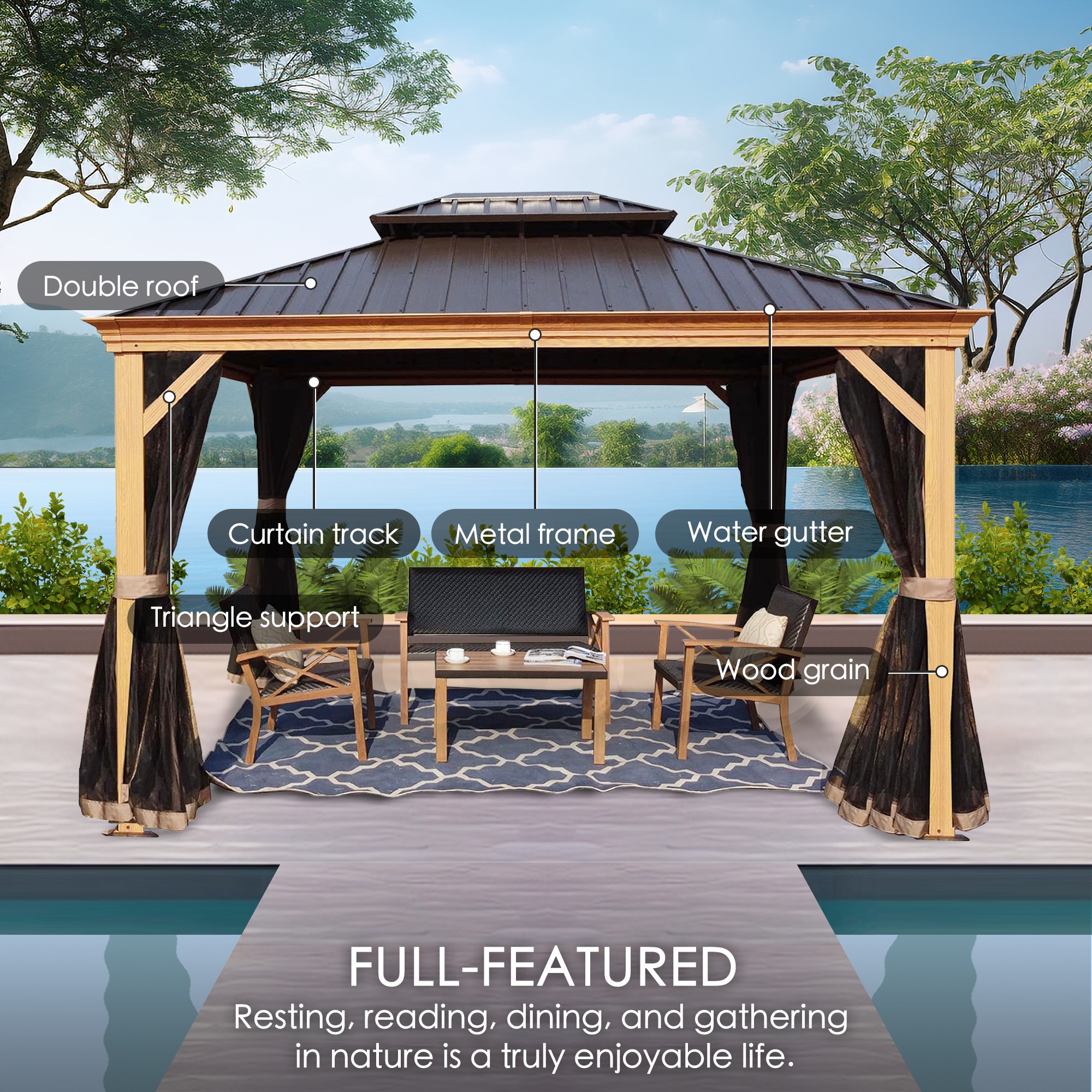 Kozyard KZPHG1012 Wood-Resin-Gazebos - View #3