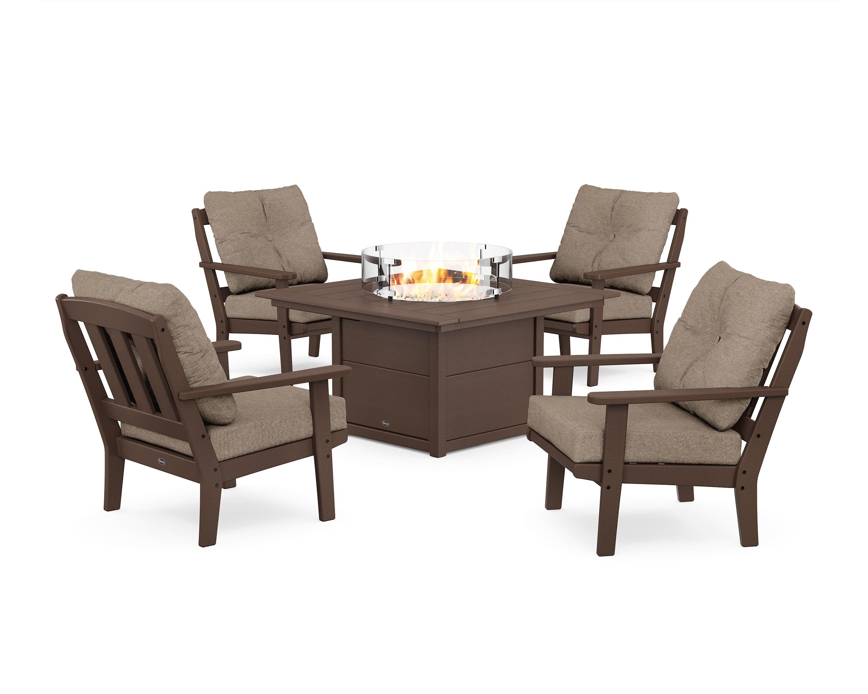 Trex Outdoor Furniture TXS2151-2-VL146010 Cape Cod 5 -Piece Patio Conversation Set with Brown Cushions