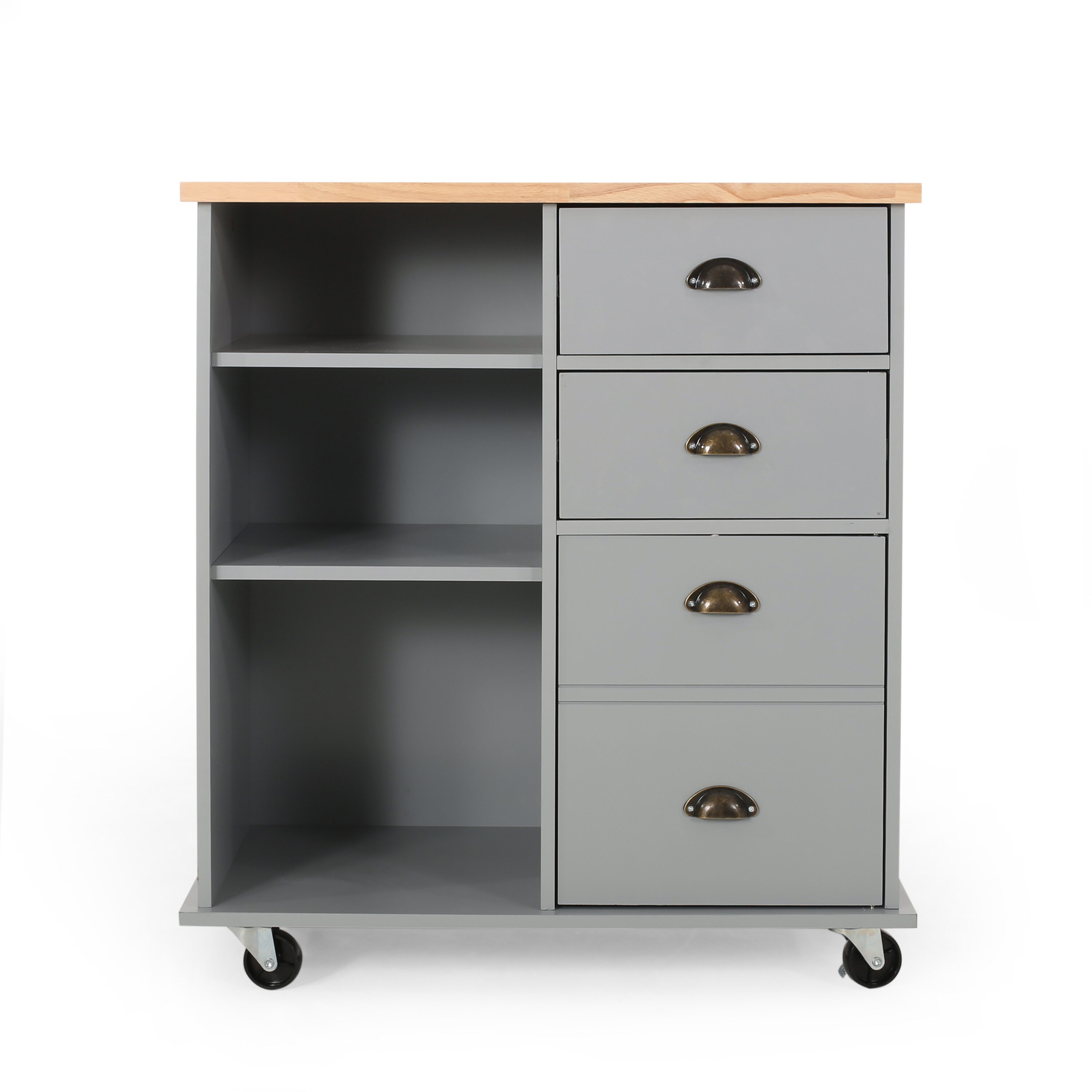 Best Selling Home Decor Gray Mdf Base with Wood Top Rolling Kitchen Cart (17.75-in x 31.5-in x 34.5-in)