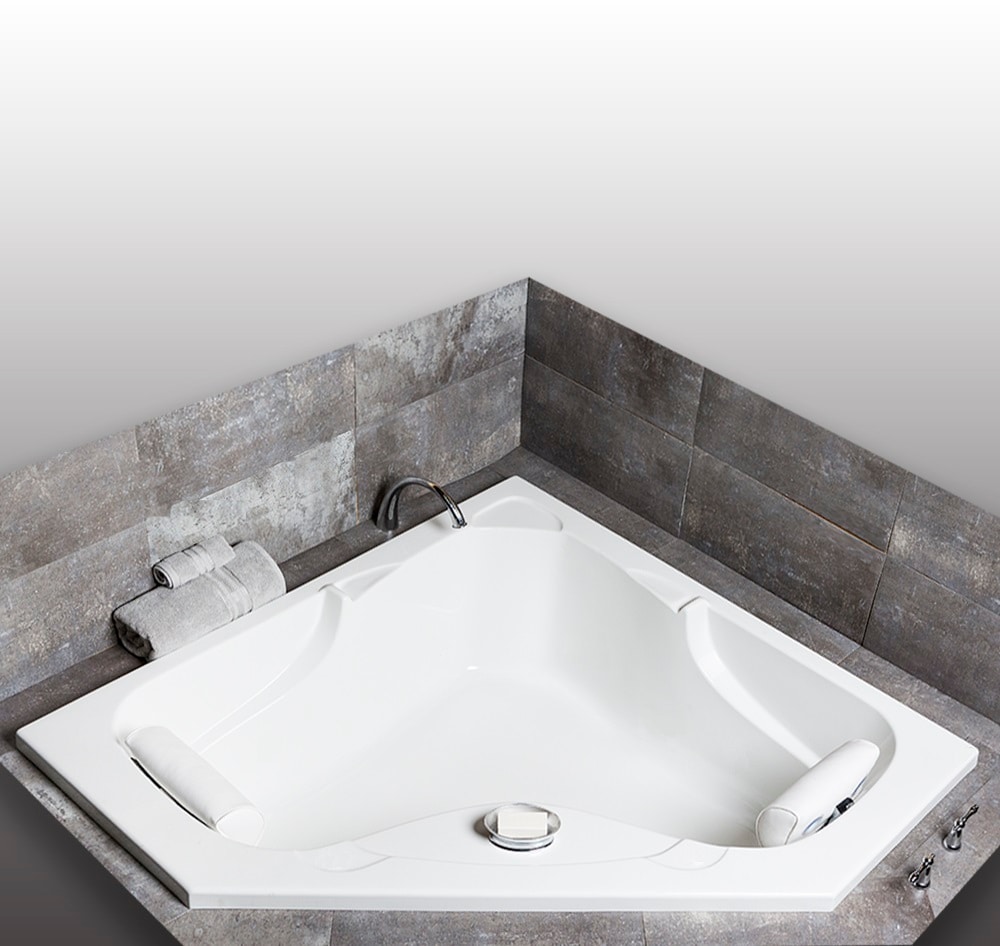 Laurel Mountain 6060MTA528 Markham 59.5-Inches x 59.5-Inches Biscuit Acrylic Corner Drop-in Air bath ( Front center Drain )