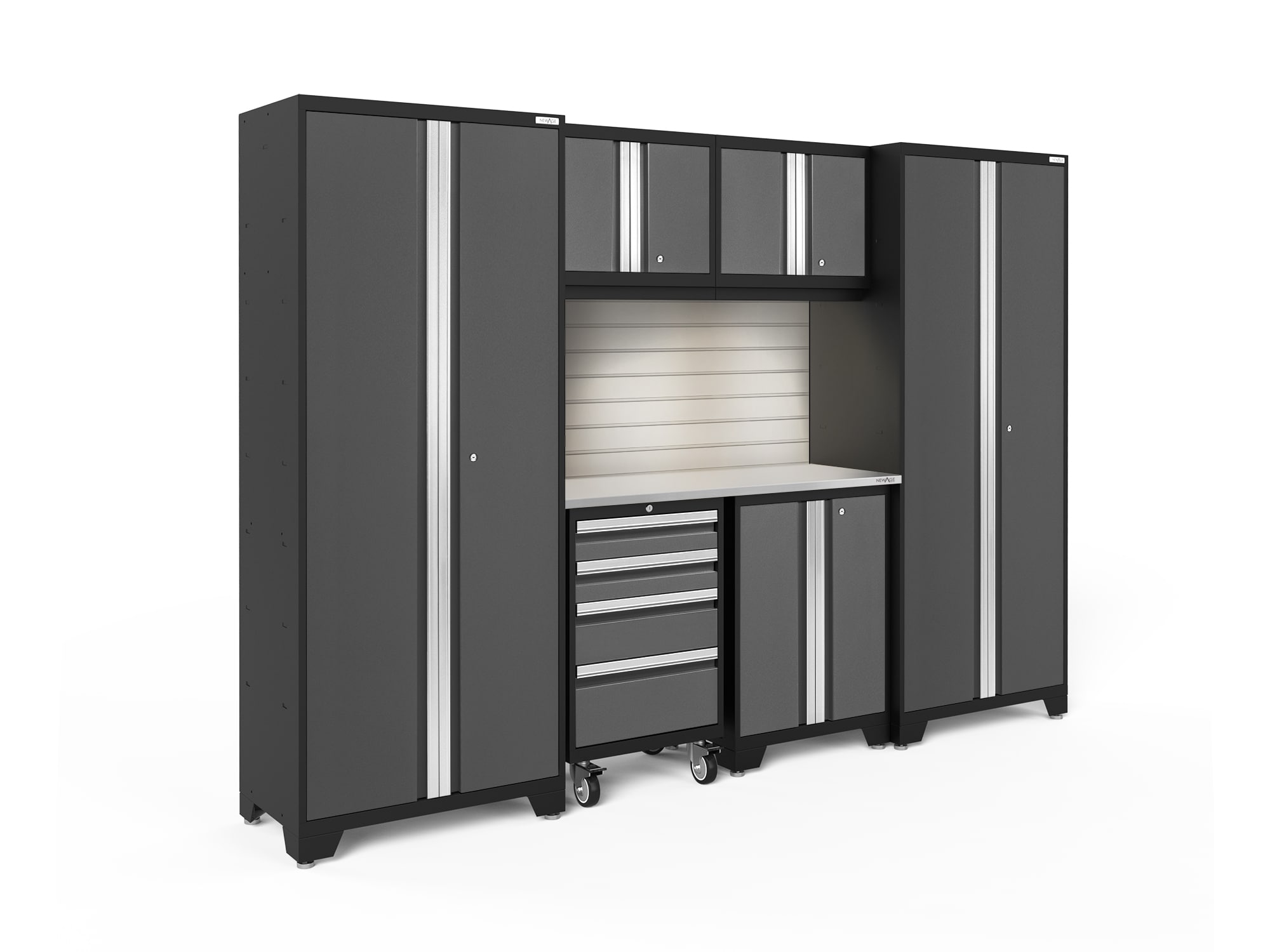 NewAge Products 50403 108.0-in W x 76.75-in H x 18.0-in D 6 -Cabinets Steel Charcoal Gray Garage Storage System