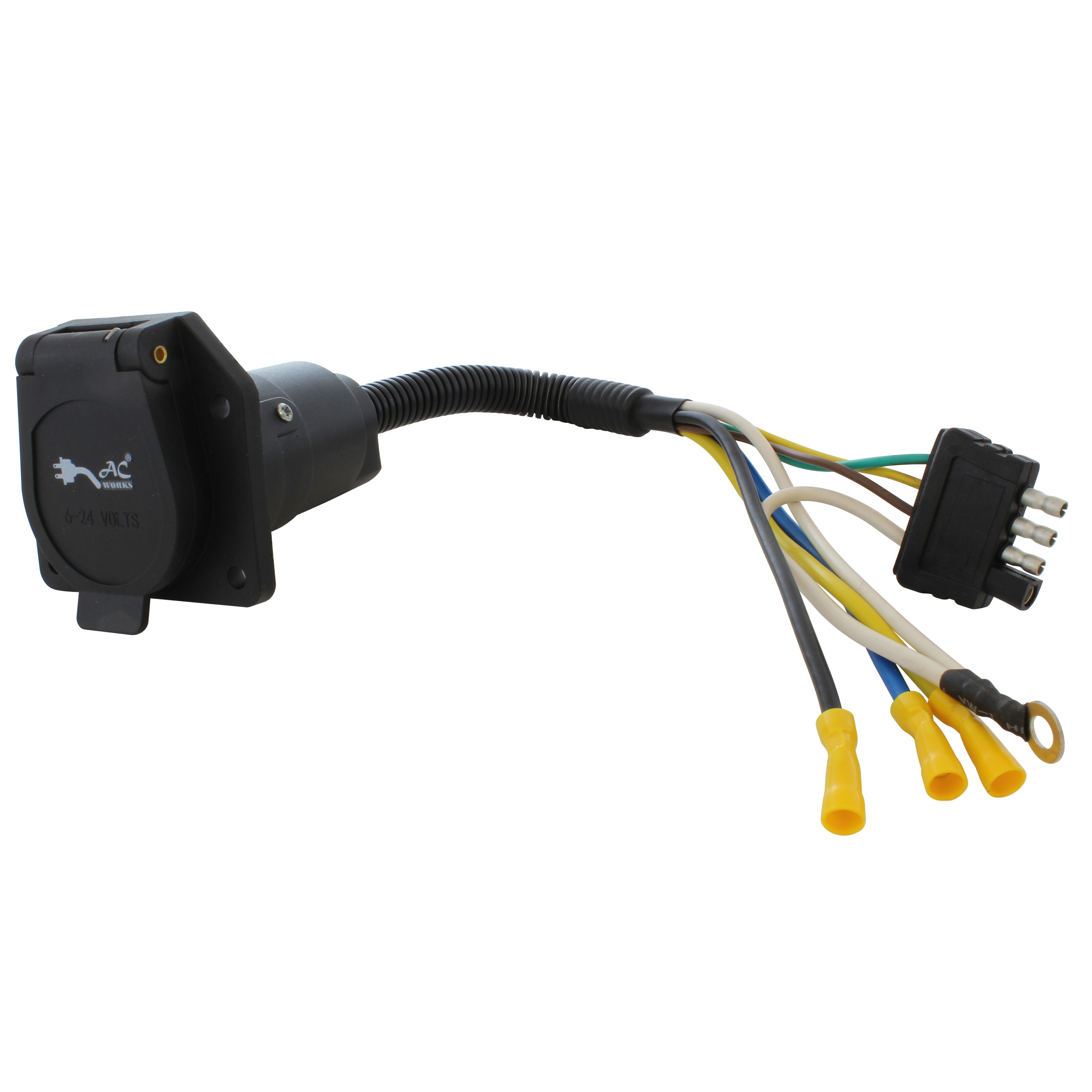AC WORKS RV7WST-WIRE 4-Way to 7-Way Trailer Socket Adapter