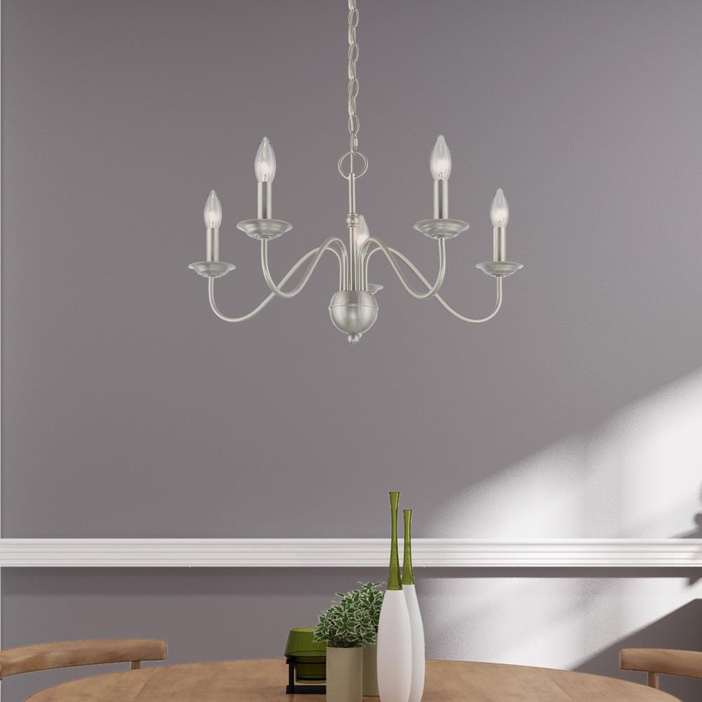 Windsor Mini 5-Light Brushed Nickel Plug-In Chandelier