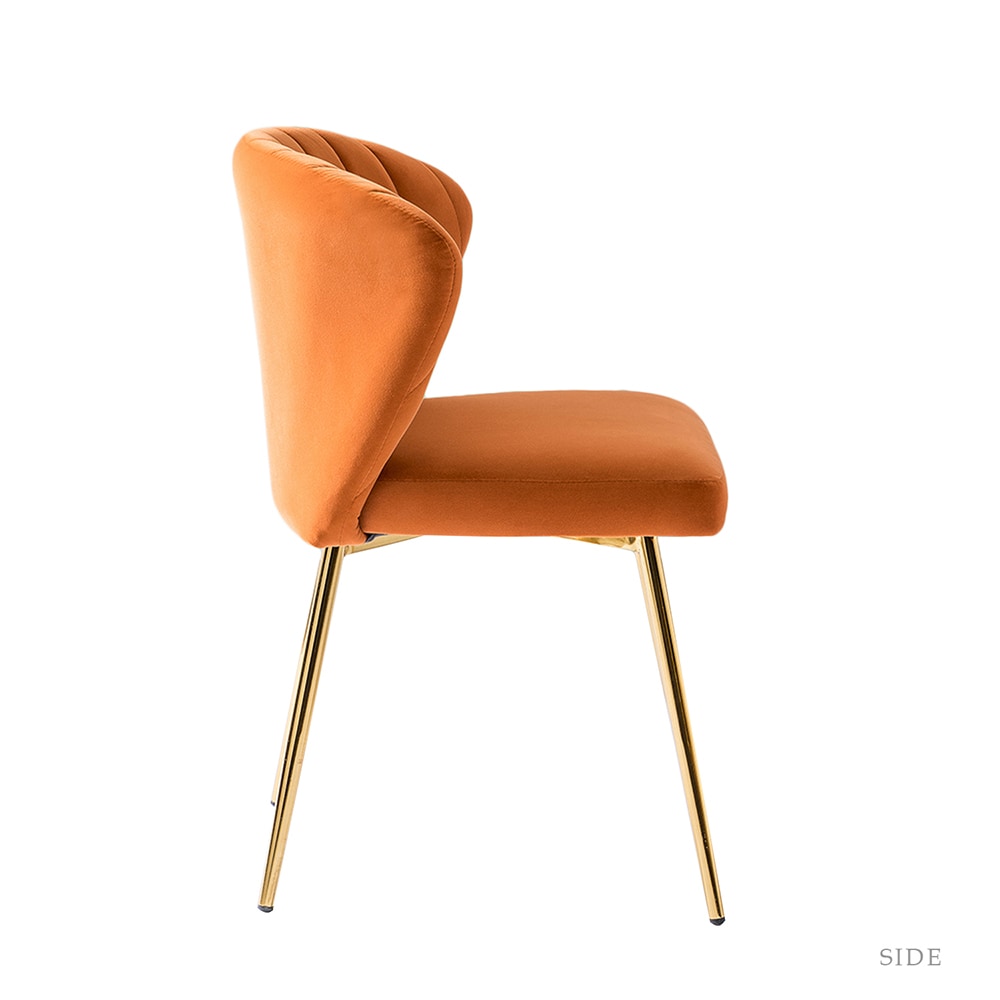 14 Karat Home Casual Orange Velvet Contemporary Accent Chair in the ...