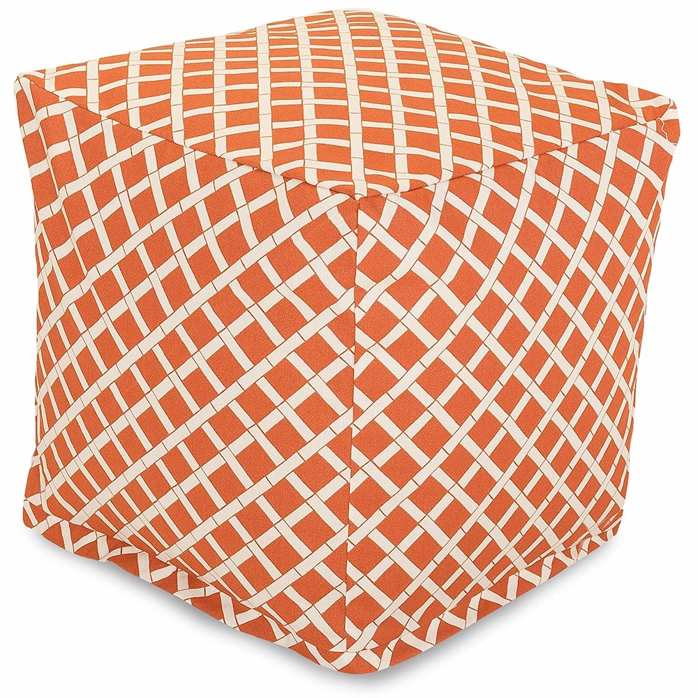 Majestic Home Goods  Cube Pouf Bamboo Burnt Orange