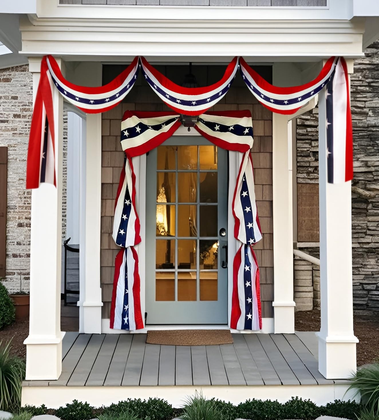 Afoxsos Patriotic Door Banner 1 Piece Red White and Blue Stars Weather Resistant Fabric for 4th of July Independence Day Memorial Day Easy Install #LAF0416B39