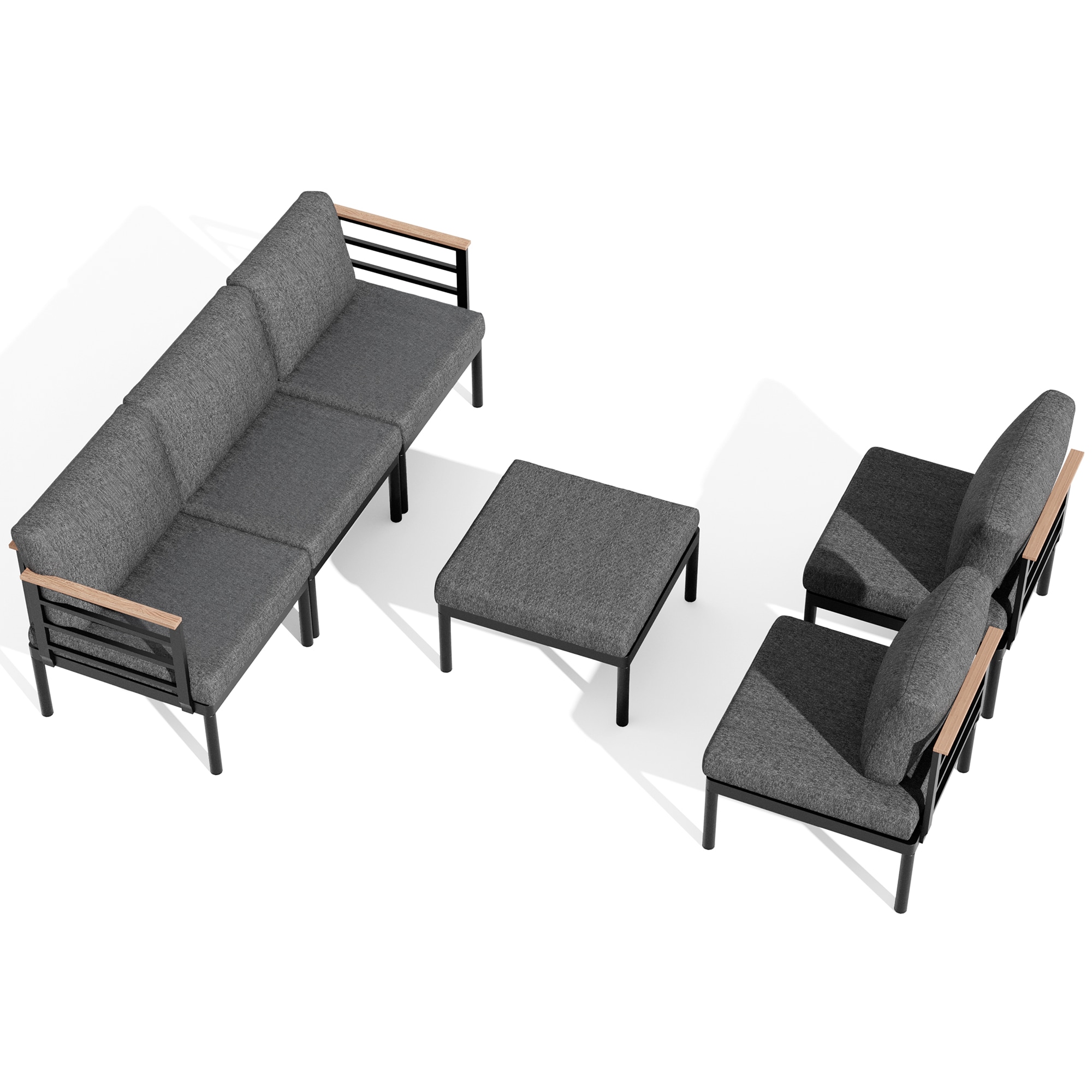 Crestlive Products CL-SF009DGY-6 pc outdoor sofa set Outdoor Sectional with Gray Cushions and Aluminum Frame