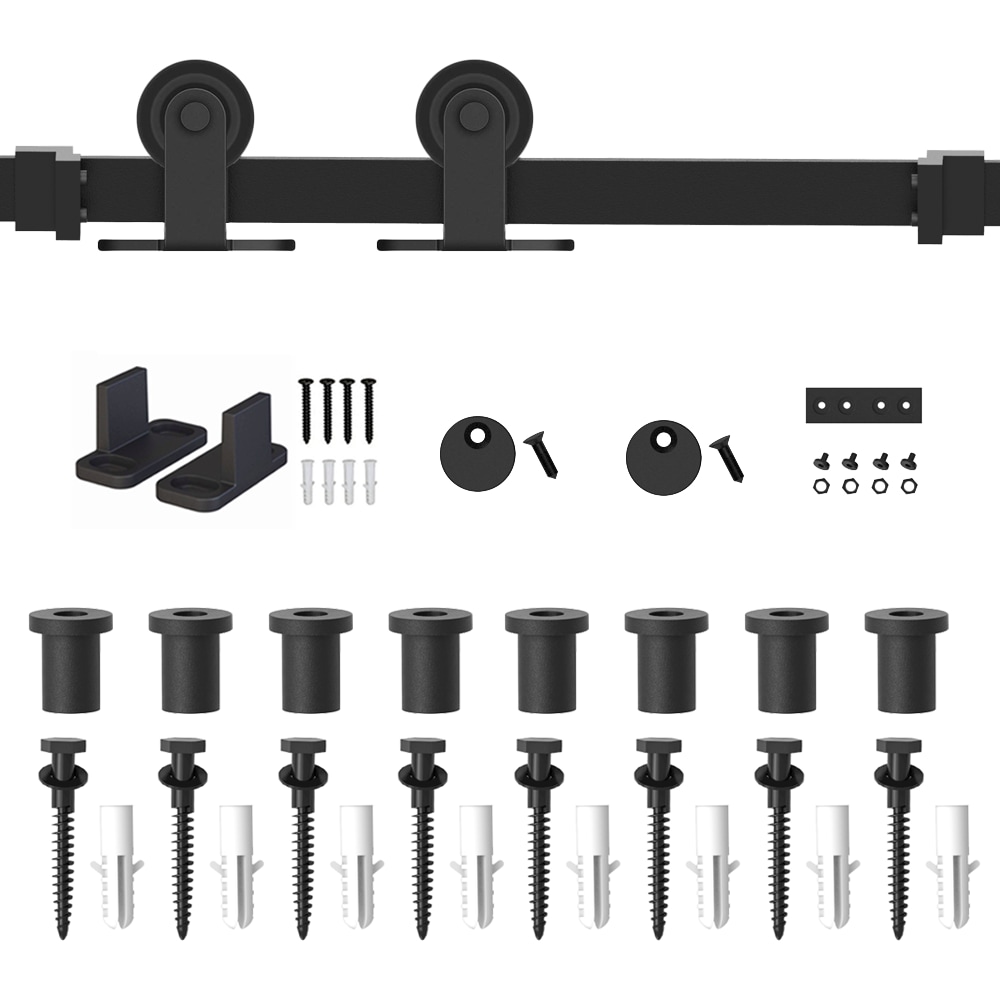 WINSOON GCM3756 132-in Matte Matte Black Indoor Top mount Single Barn door hardware kit