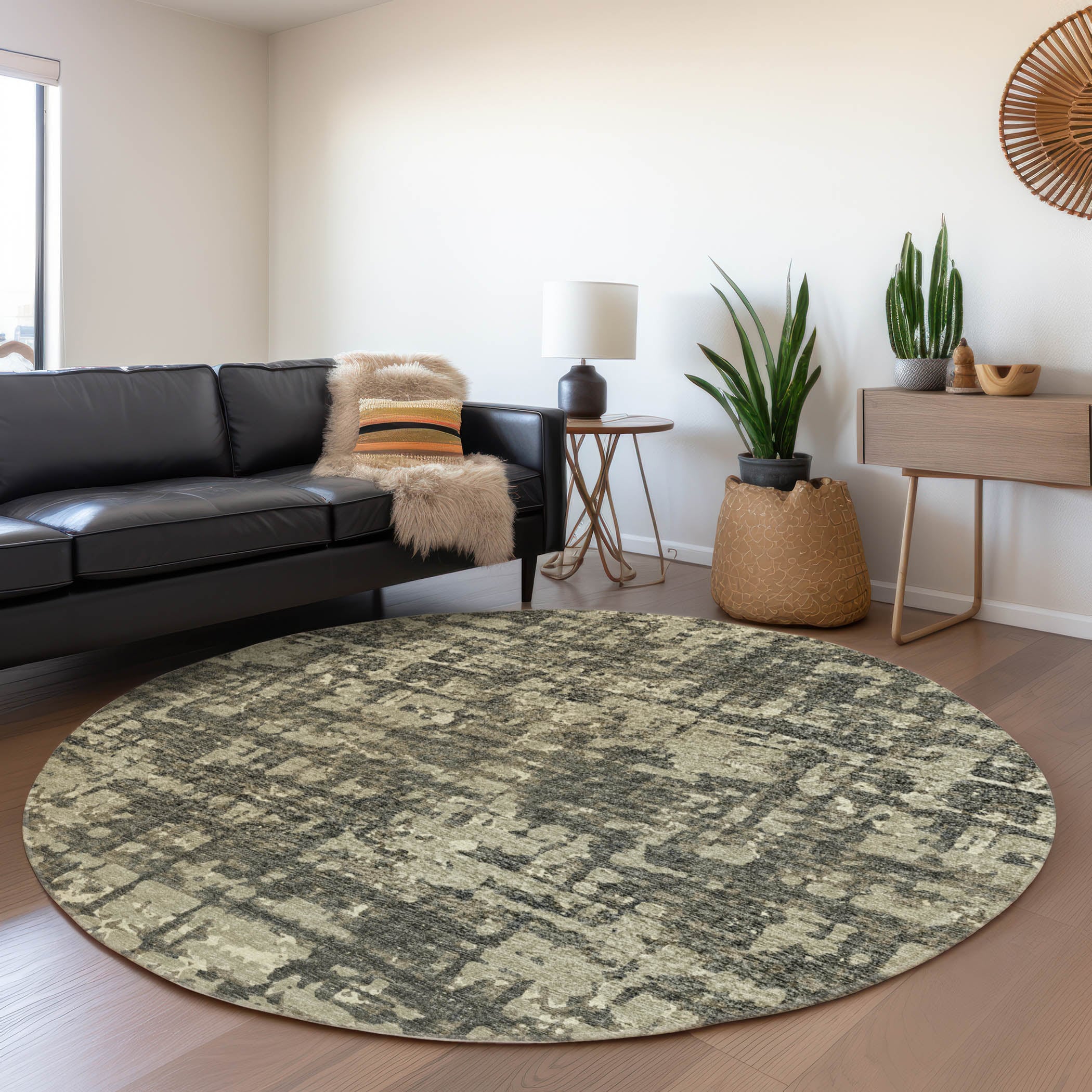 Addison Rugs AMF76EA8RO Mayfield AMF76EA 8 x 8 (ft) Loomed Polyester Earth Round Indoor Abstract Machine washable Area rug