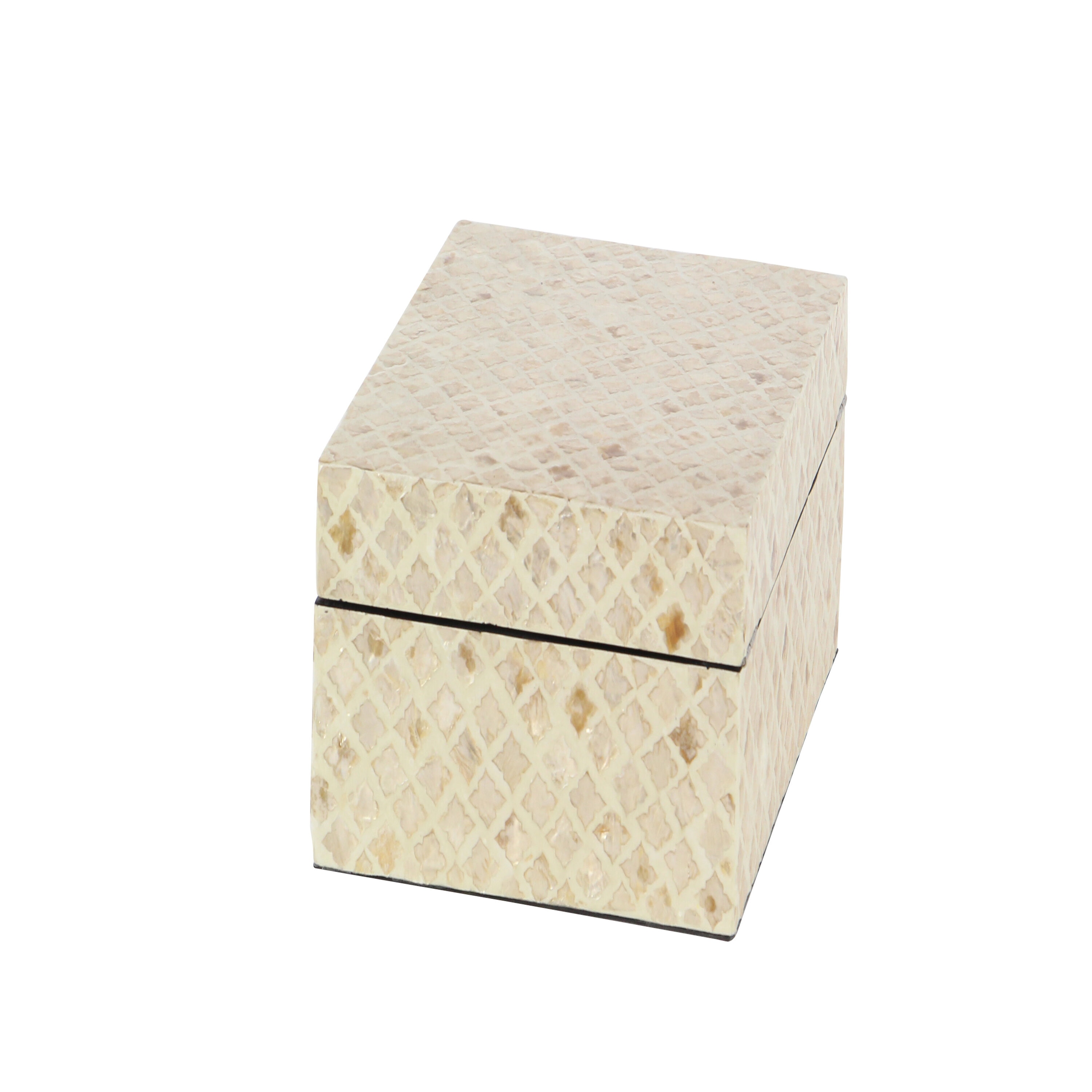 Set of 2 Cream Mother of Pearl Shell Decorative Boxes