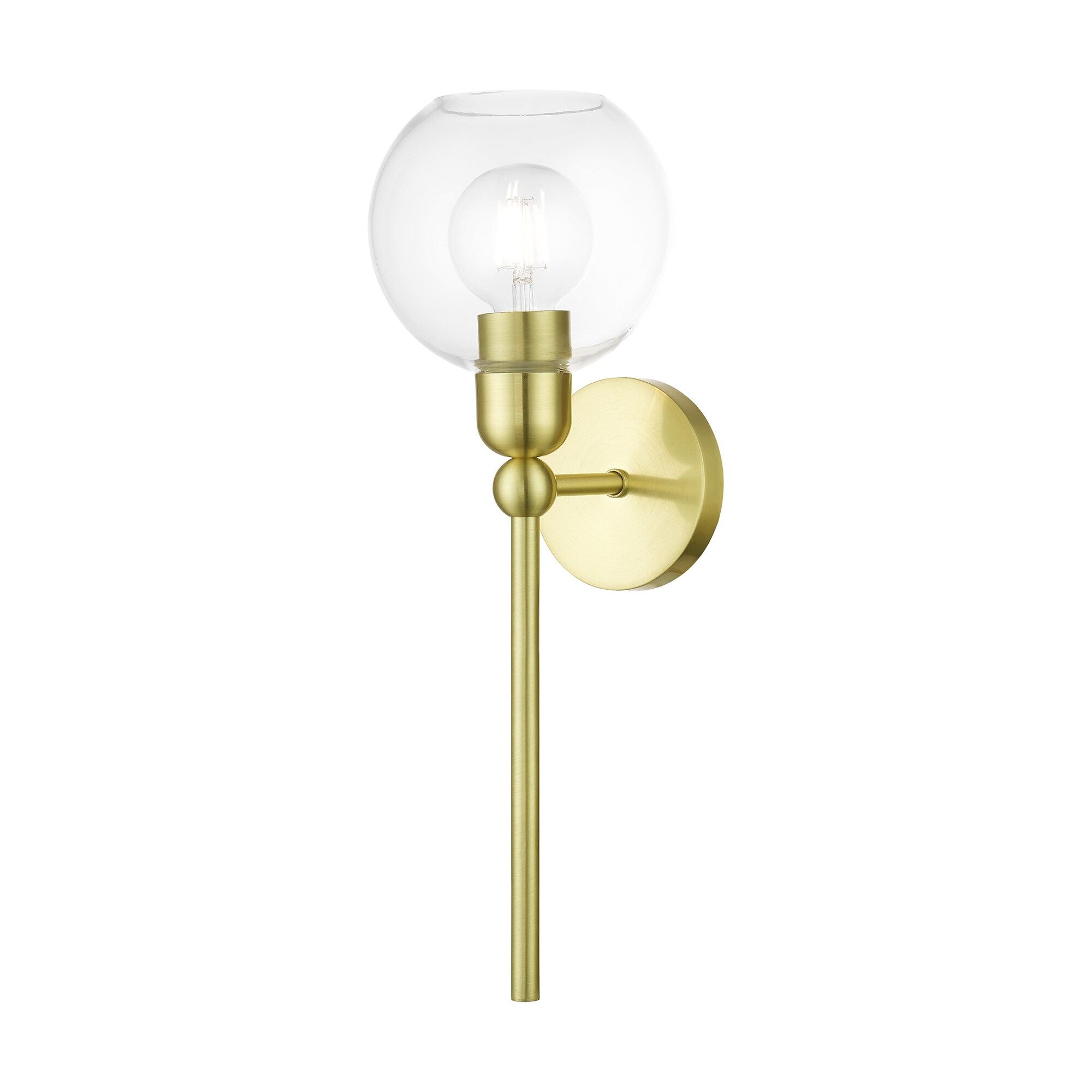 Livex Lighting 16971-12 Downtown 6.5-in W 1-Light Satin Brass Industrial Wall Sconce