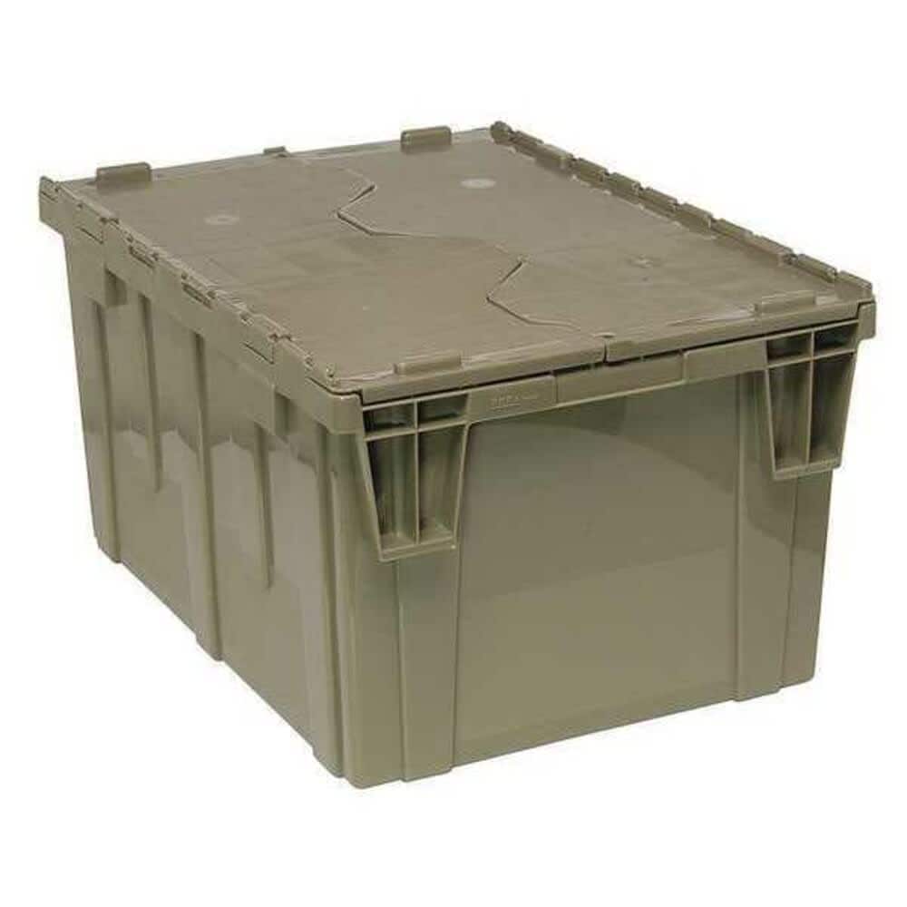 Quantum Storage Systems  Attached Lid Container 18.25 gal Volume Cap. 23 7/8 in L 19 3/8 in W 12 1/2 in H Plastic Gray