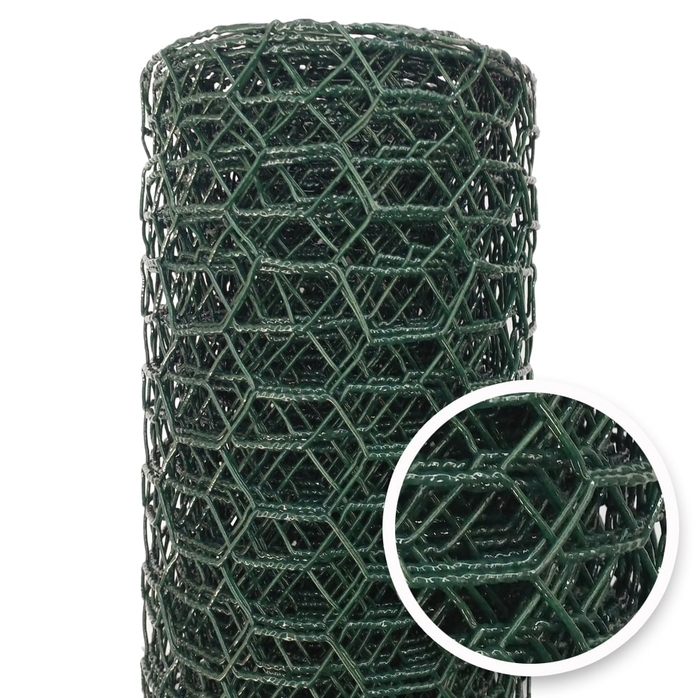 Acorn International 25-ft x 2-ft 20-Gauge Green Galvanized Steel Chicken  Wire Rolled Fencing with Mesh Size 1-in