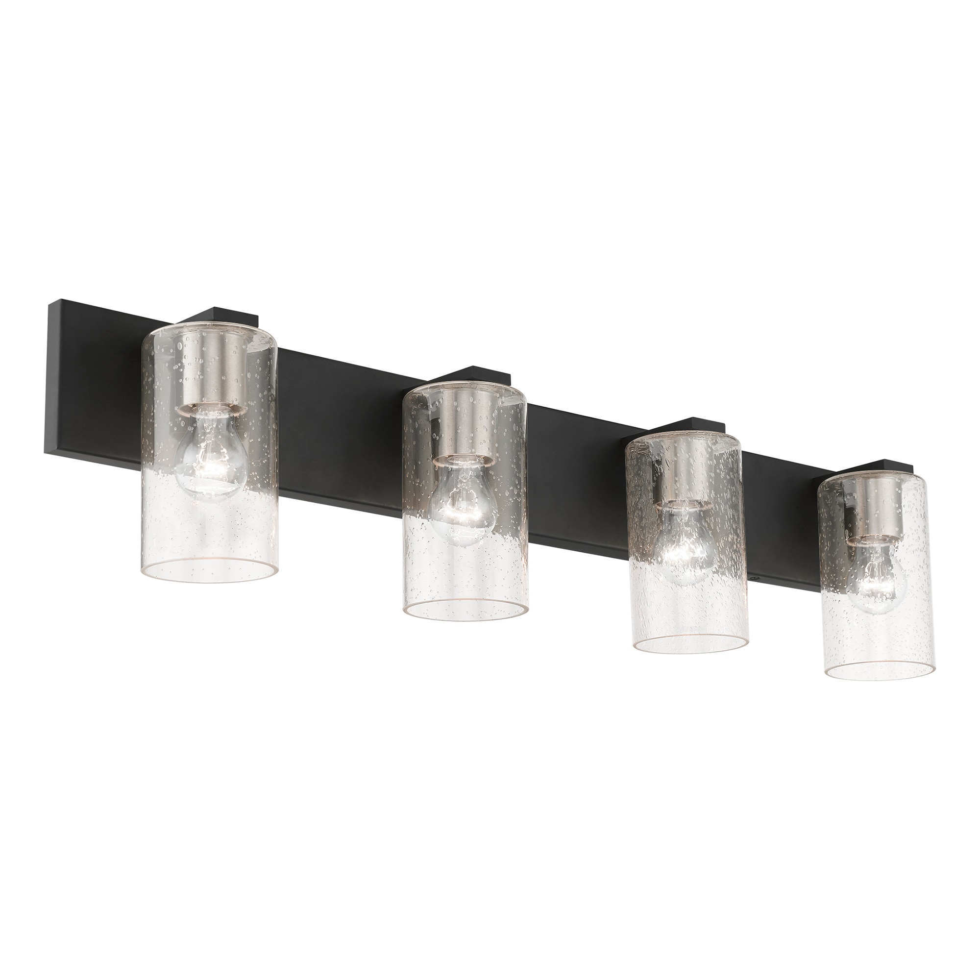 Zurich Black and Brushed Nickel 4-Light Vanity with Clear Seeded Glass