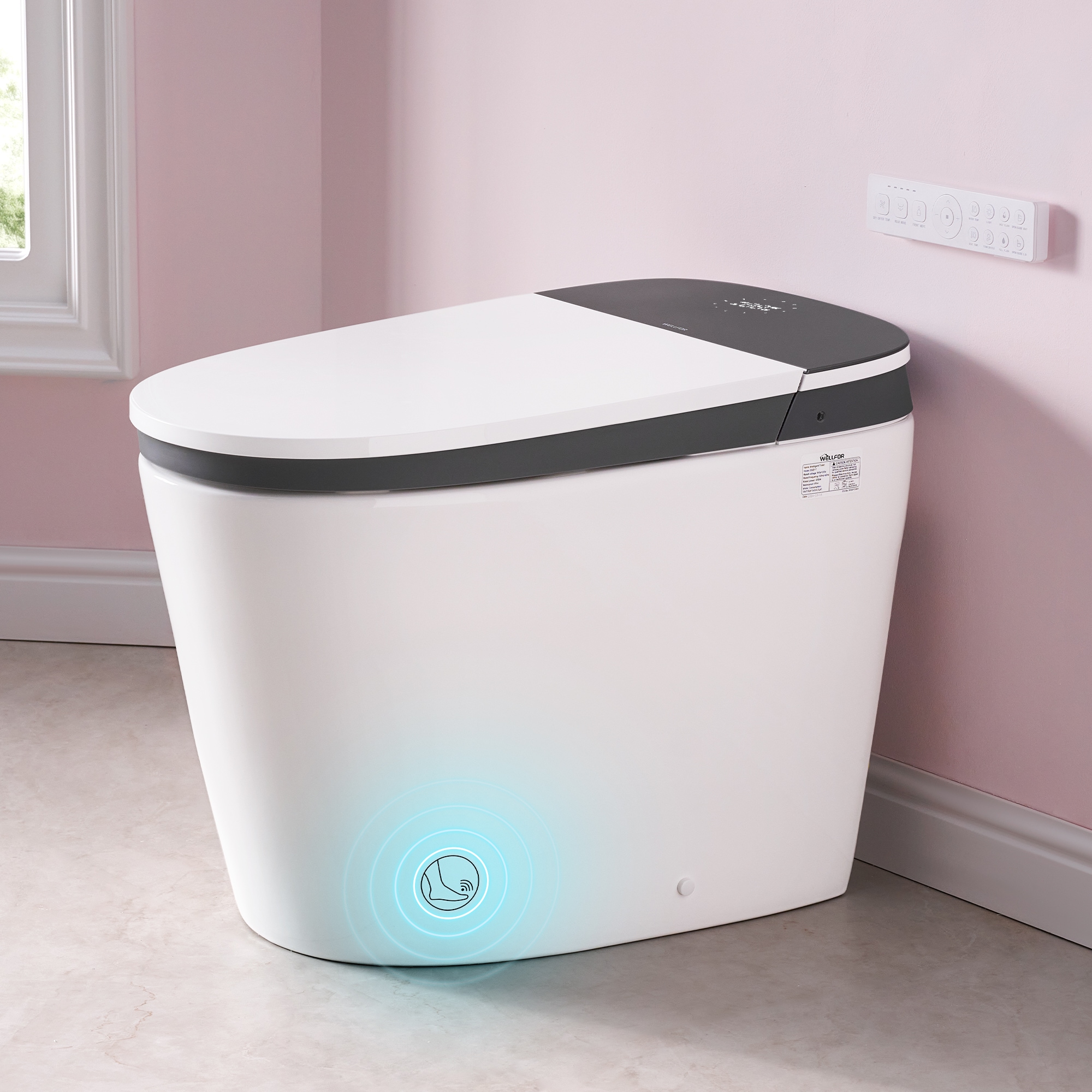 WELLFOR Smart Toilet with Tank White Dual Flush Elongated Chair height Smart Soft Close 1-piece Bidet Toilet 12-in Rough-In 1.6 GPF #EU21-T