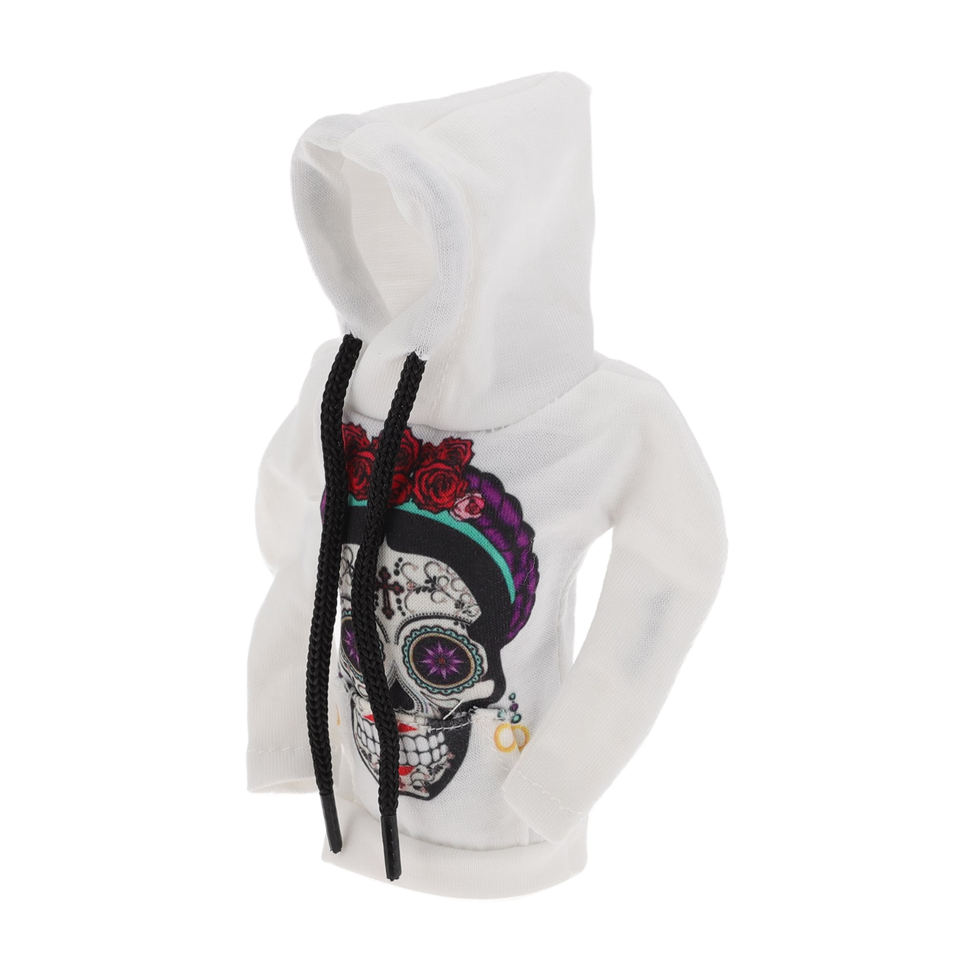 Unique Bargains Universal 11x15.5cm/4.33x6.1Inch Gear Shift Knob Cover Decoration Stick Shifting Handle Protector Polyester 1pc Skeleton Hoodie Style Flower White