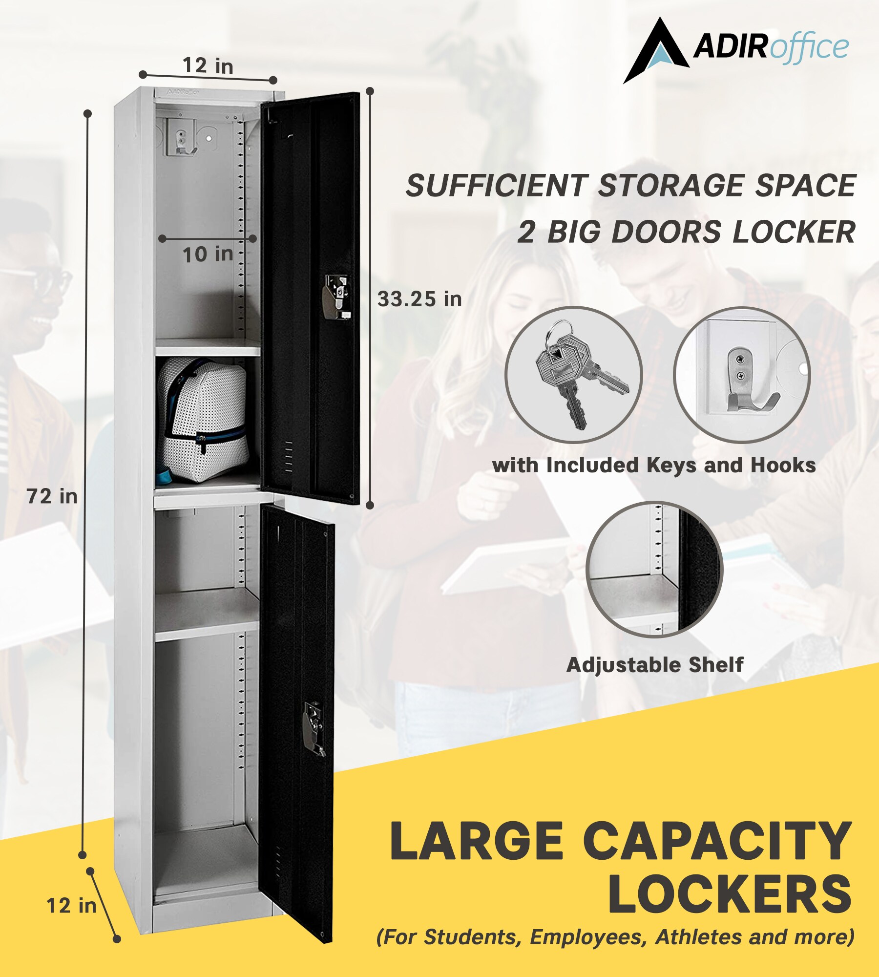 AdirOffice 629-202-BLK-2 Storage-Lockers - View #3