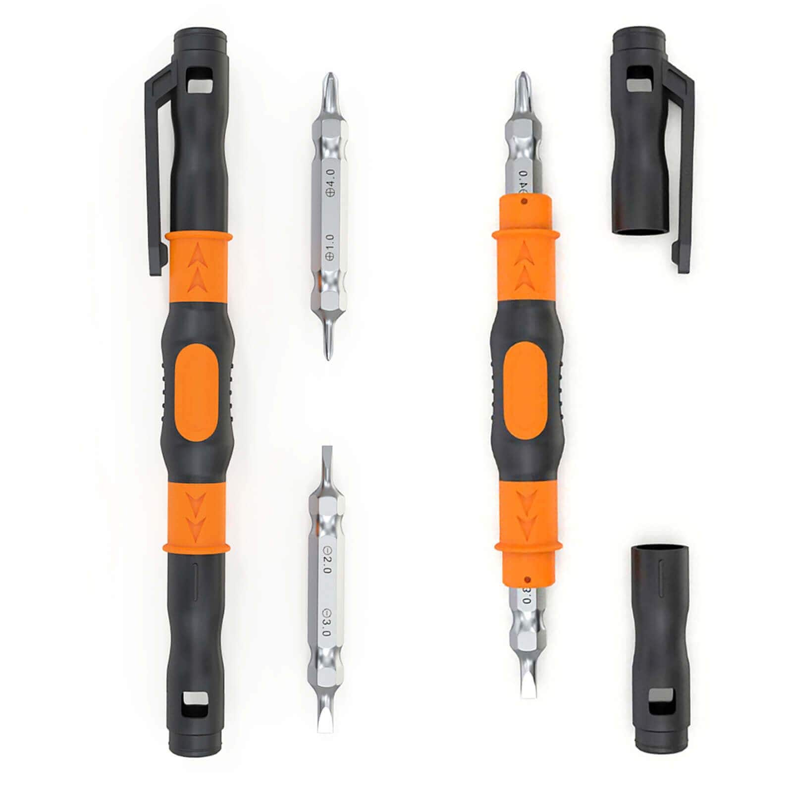 Ahfiwaso Portable Pocket Pen Screwdriver Set 2 Pack Precision Double Ended Magnetic Bits with Philips and Flat Head for Electronics Repair #LAH0818Q446