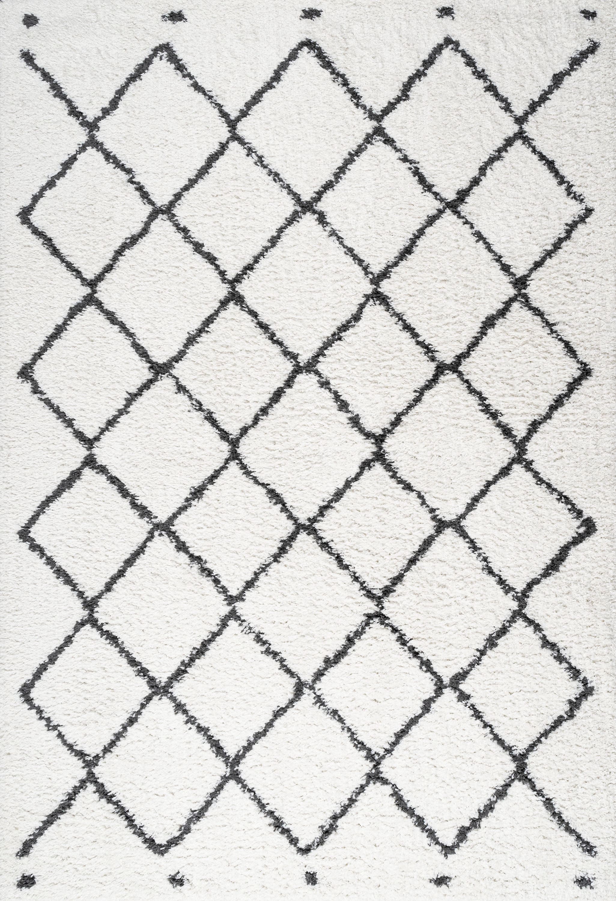4' x 6' Black Diamond Shag Synthetic Area Rug