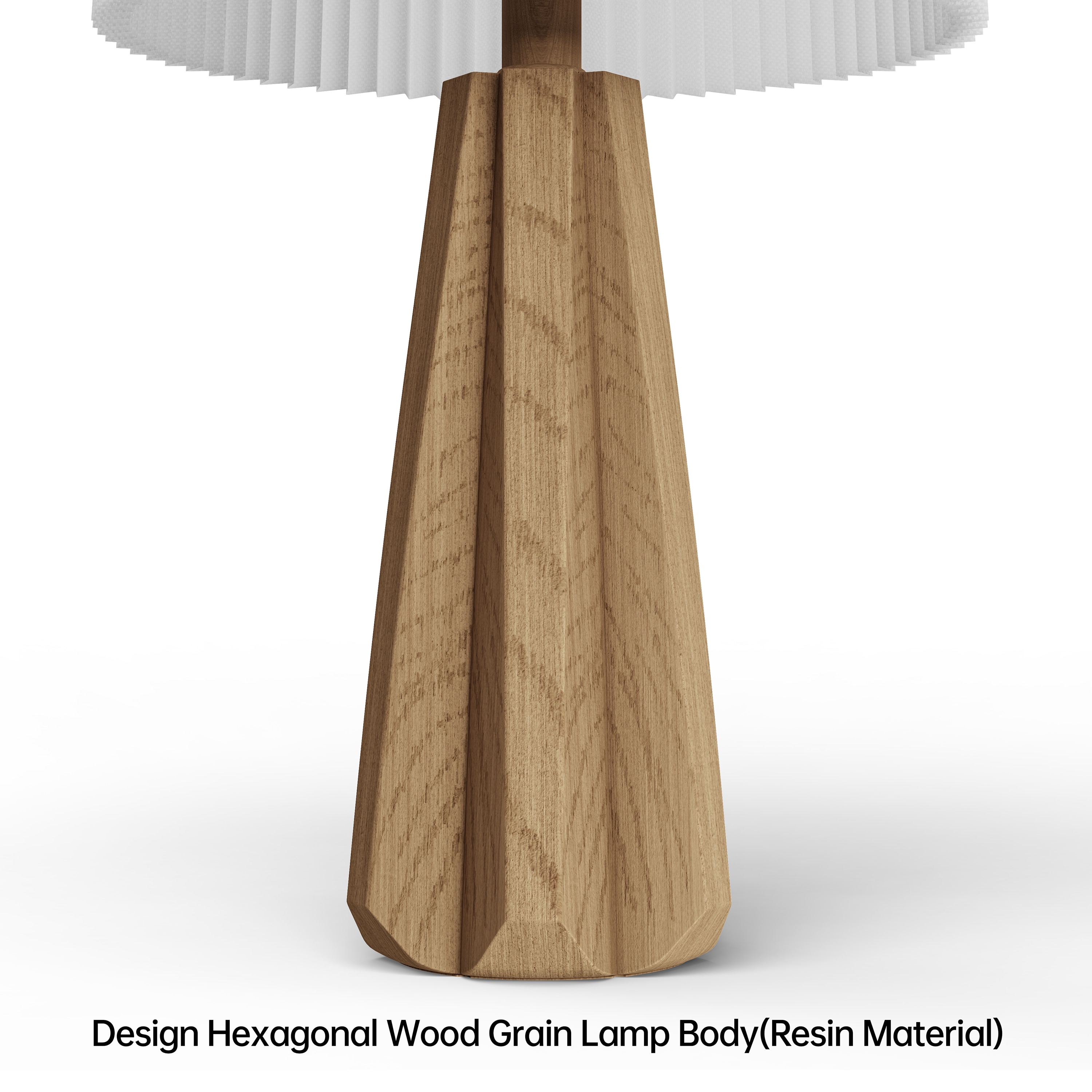 Deluxe 24" Light Brown Resin Table Lamp with White Pleated Linen Shade