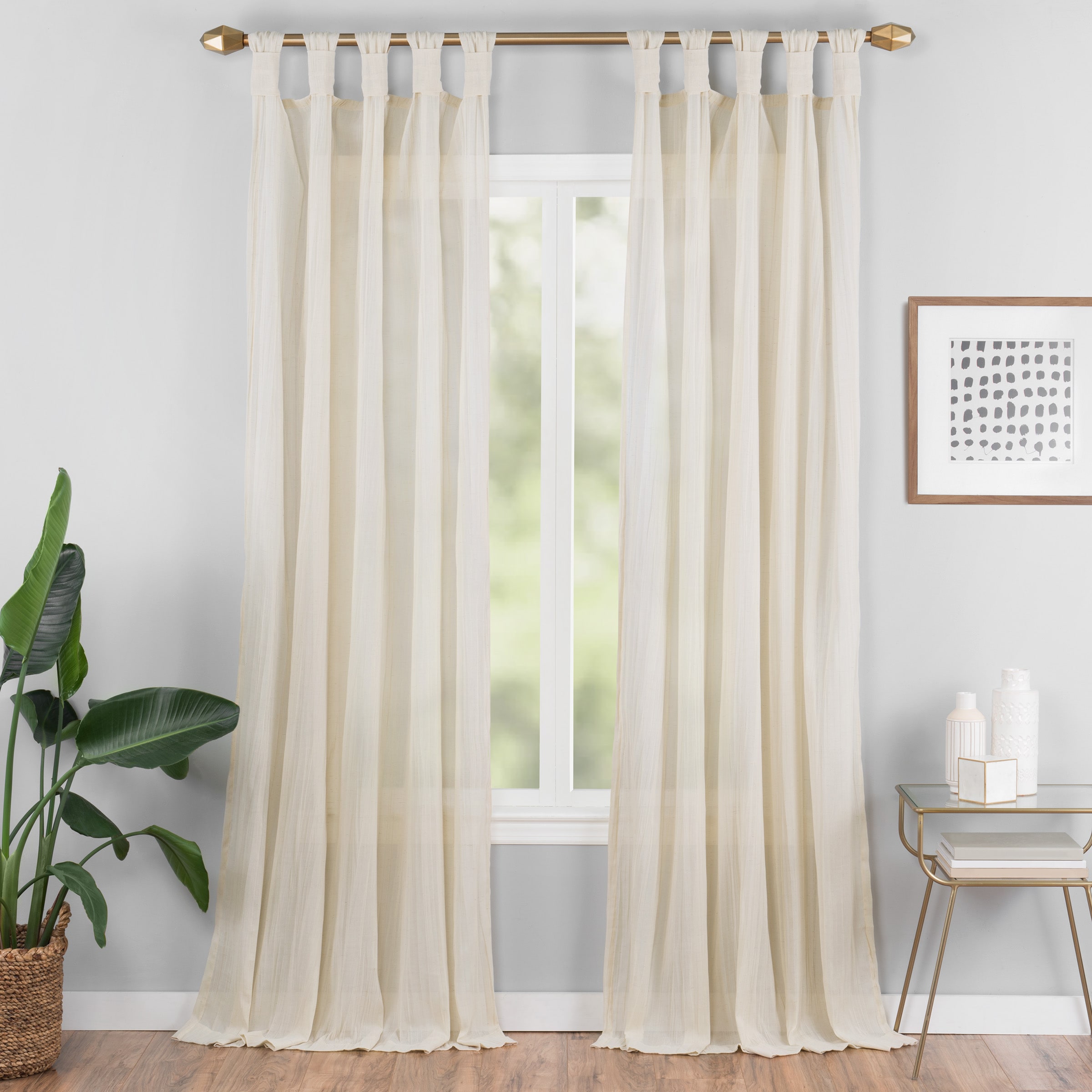 Vue 17925050X095NAT 95-in Natural Light filtering Standard lined Top tab Single curtain panel