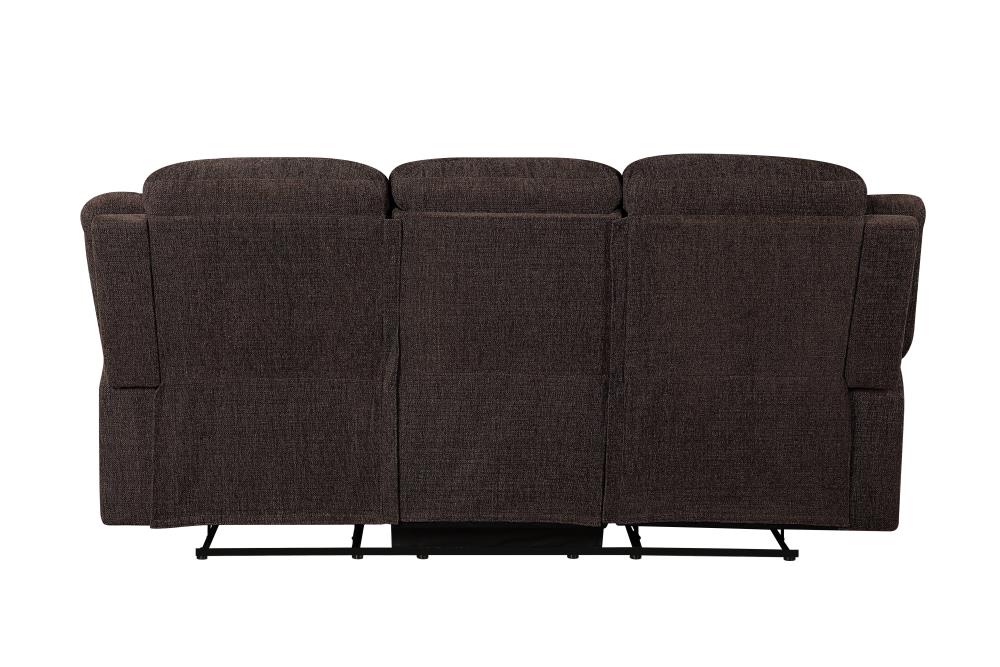 Kalen 78'' Velvety Brown Chenille Reclining Sofa with Cup Holders