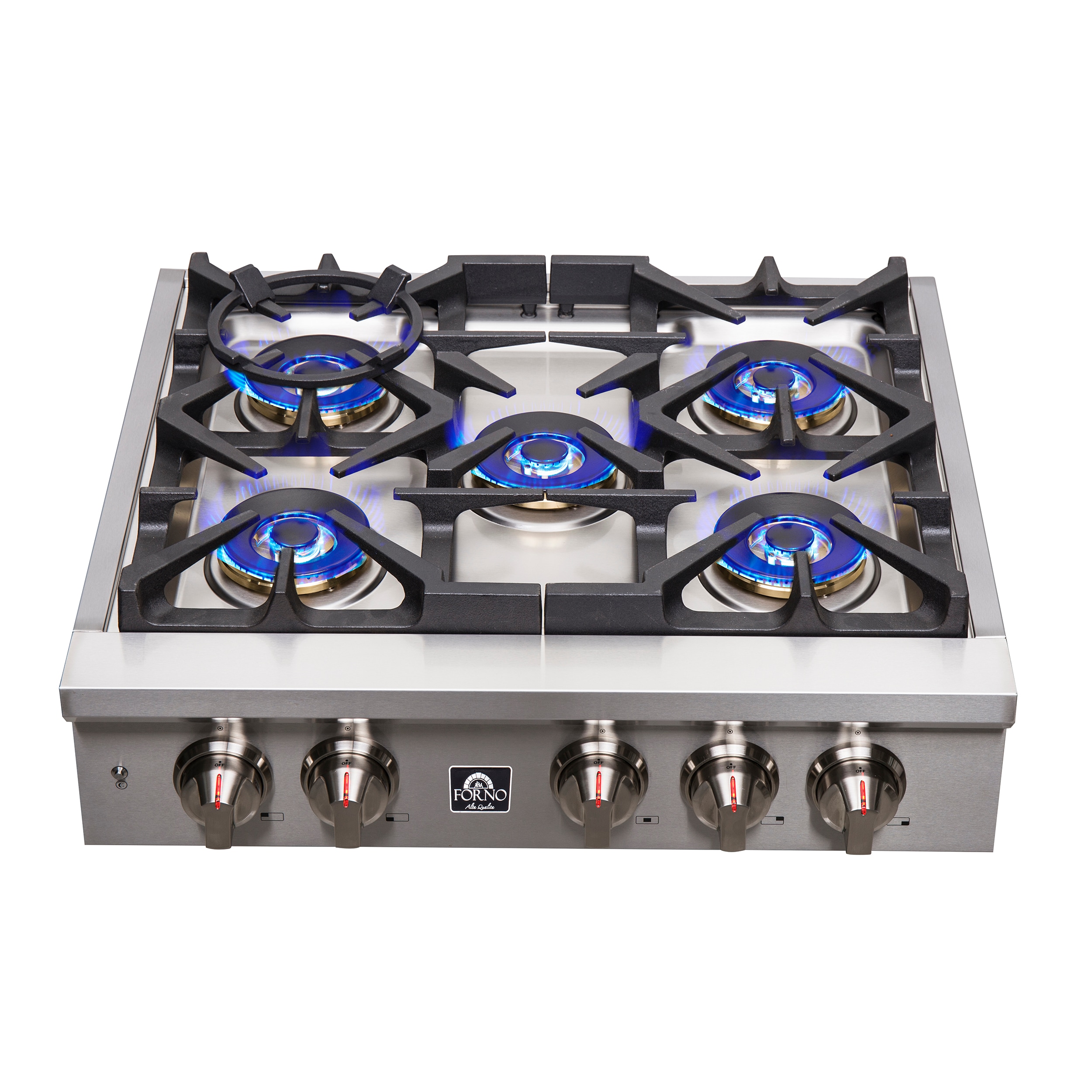 30-inch Stainless Steel 5 Burner Gas Cooktop with Cast Iron Grates