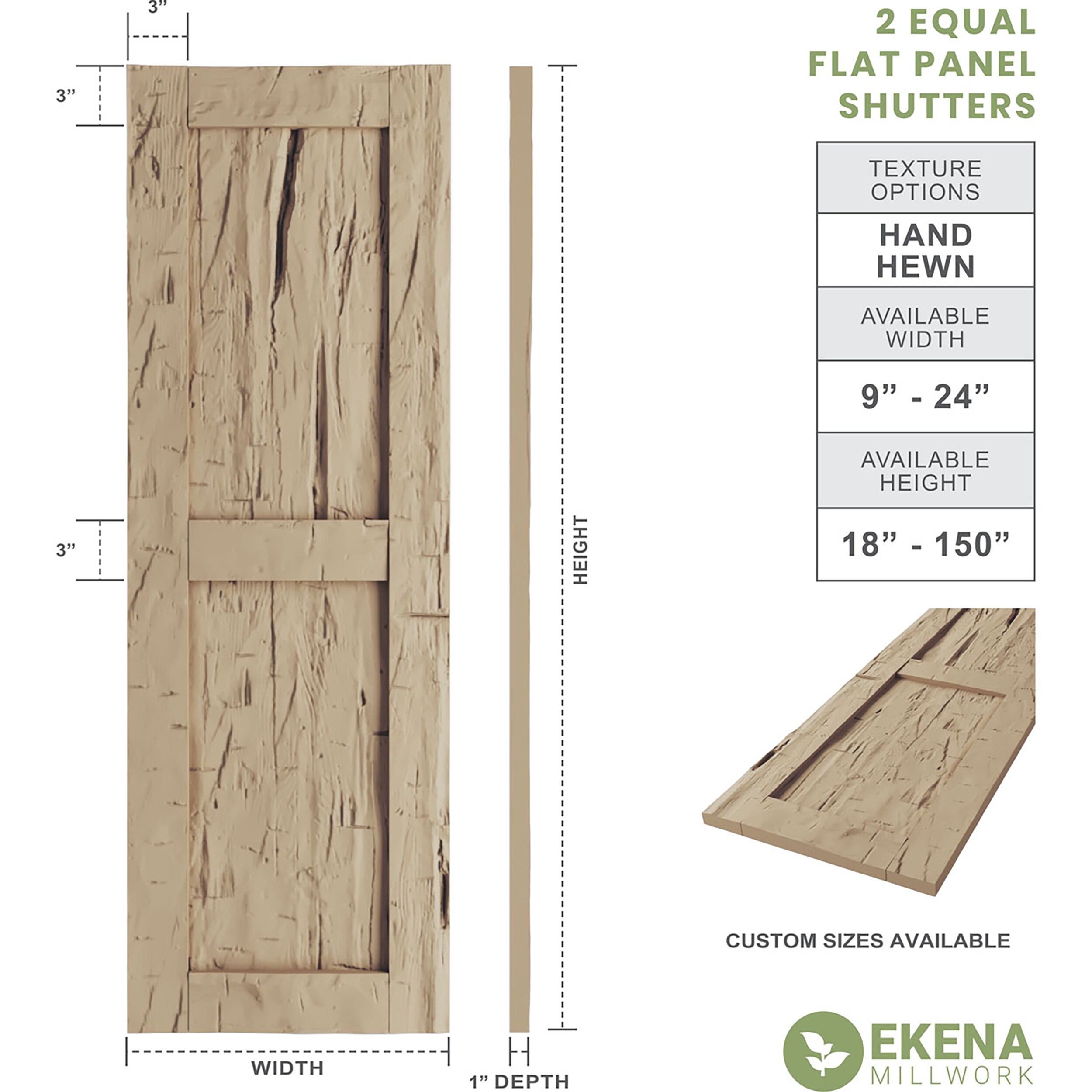 Ekena Millwork SHUFP12X24HHPR Exterior-Shutters - View #12