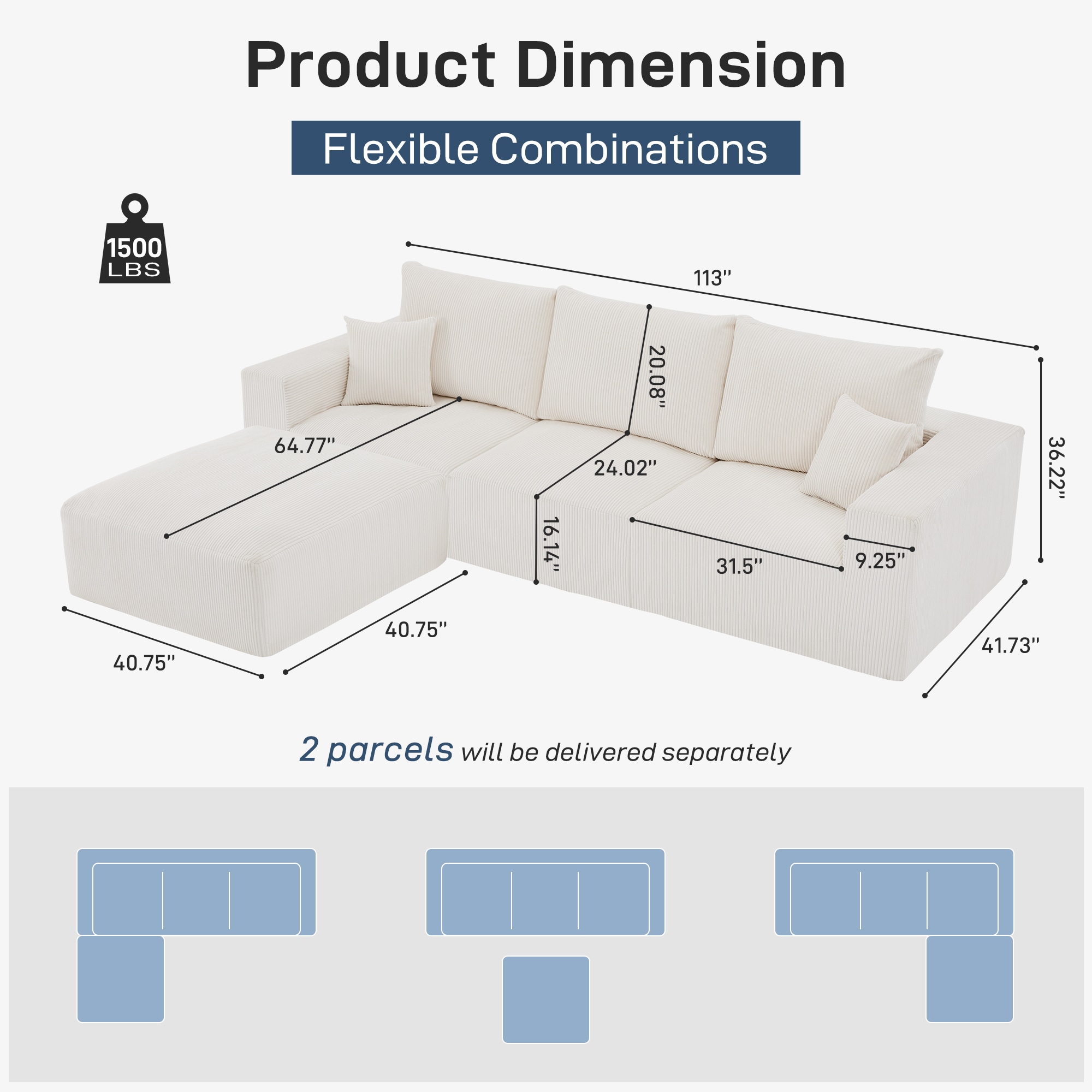 GRANDJOY IF-SF-0012-BG Sofas-Loveseats - View #2