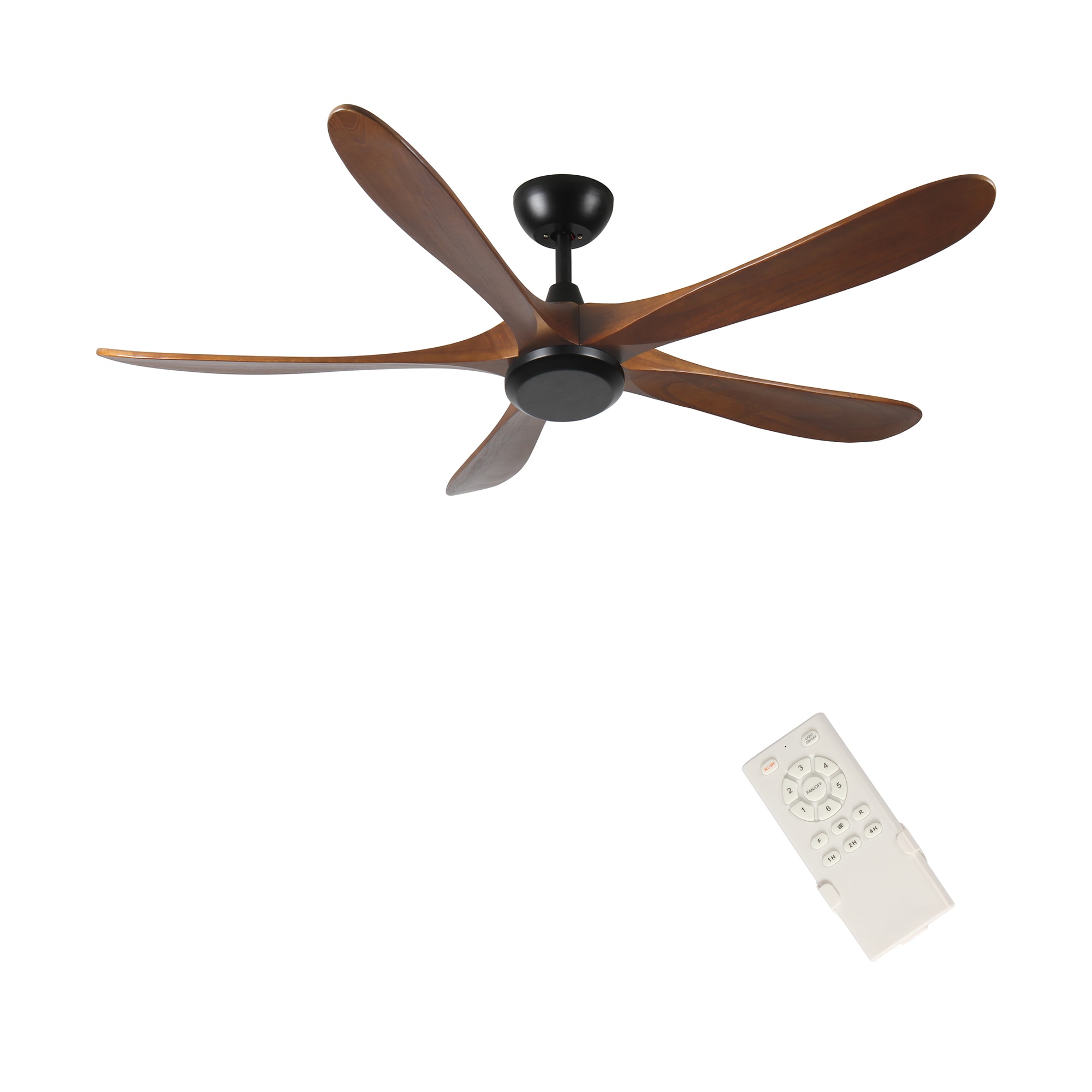 Bybafun YA8200055 62-in Outdoor Black with Wood Blades Ceiling Fan Without Light - Remote Included ( 5 -Blade )