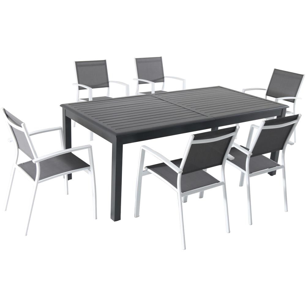 Hanover DAWDN7PC-WHT Dawson 7-Piece Gray Patio Dining Set